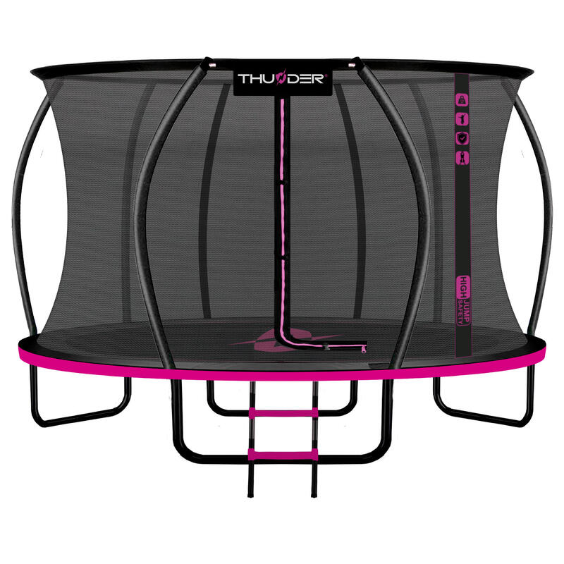 Trampolina ogrodowa dla dzieci z siatką THUNDER INSIDE-ULTRA 12FT 366CM Pink