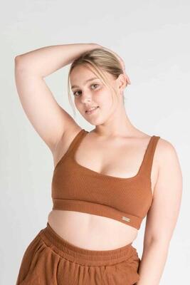 LOEWI Reggiseno sportivo a coste - Fitness - Donna - Castanho