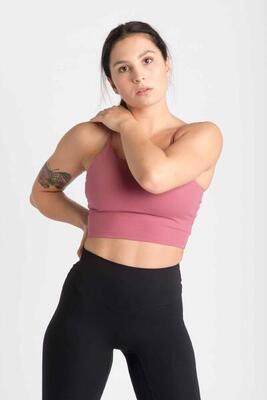 Crop-Top Sport-BH Fitness Varsity - Damen - Rotviolett