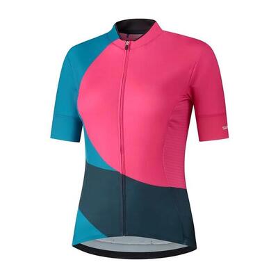 Fietsshirt - wielershirt sumire - l - dames - roze / blauw - fietsshirt