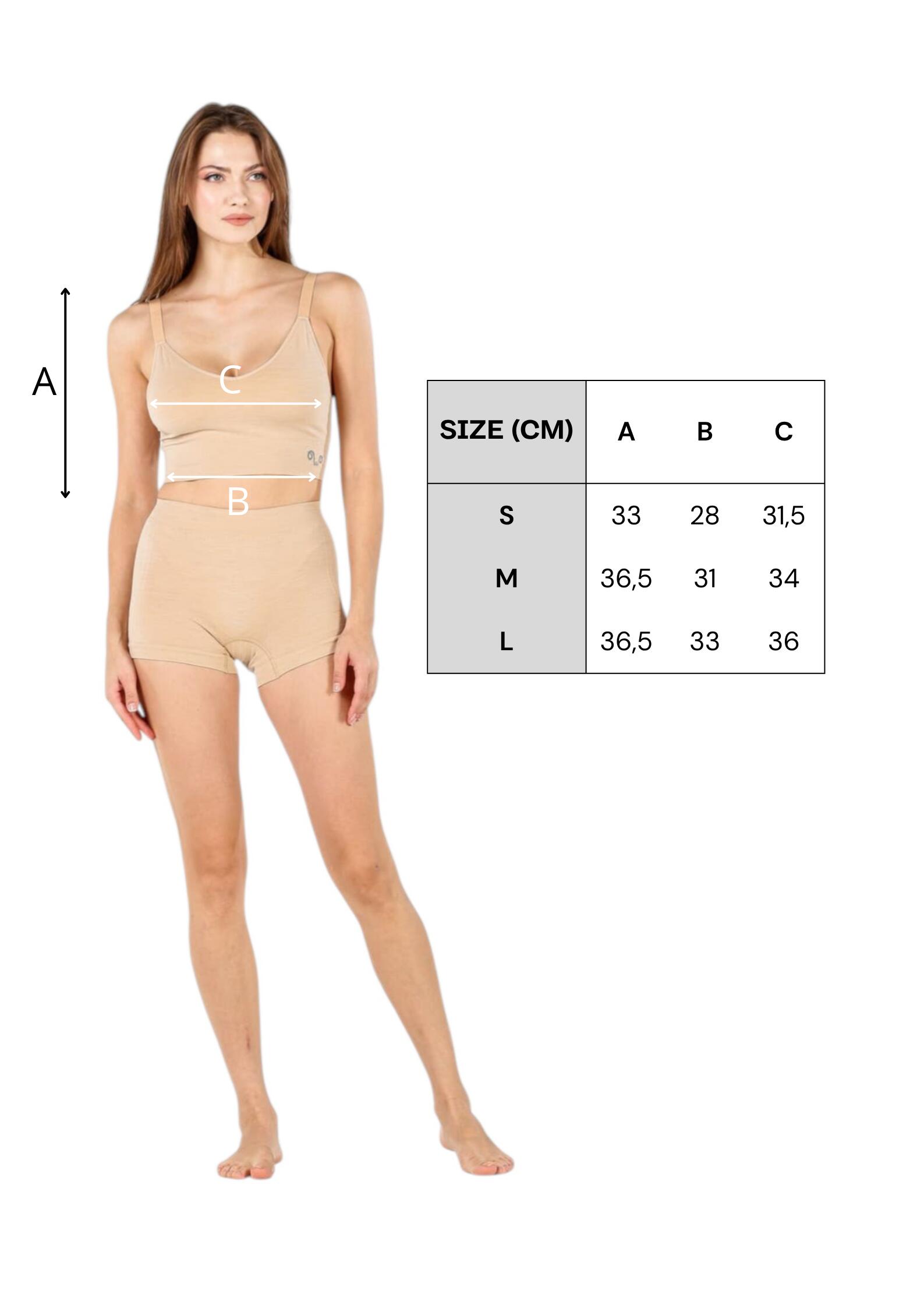Stanik sportowy z wełną Merino - SKY S, Ecru 2/4