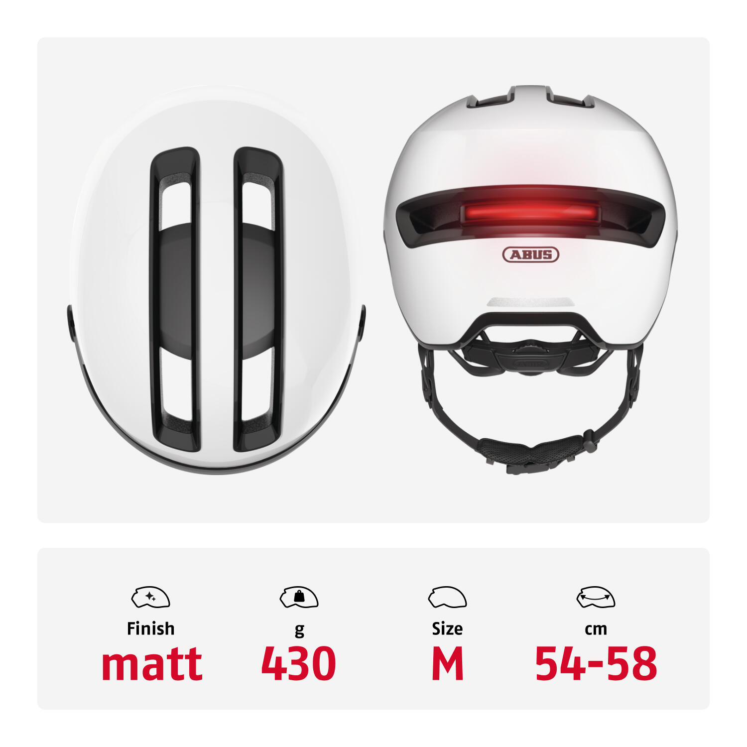 Casque Abus Hud-Y Ace Blanc Brillant M 54-58 cm 3/7