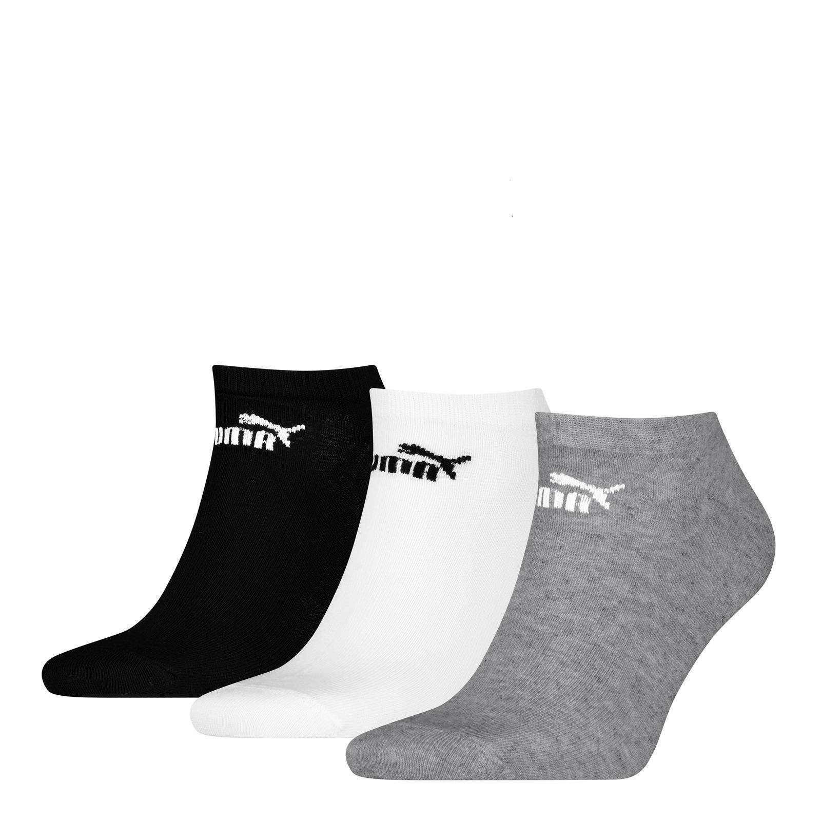 PUMA Unisex Adult Logo Trainer Socks (Pack of 3) (Black/White/Grey)