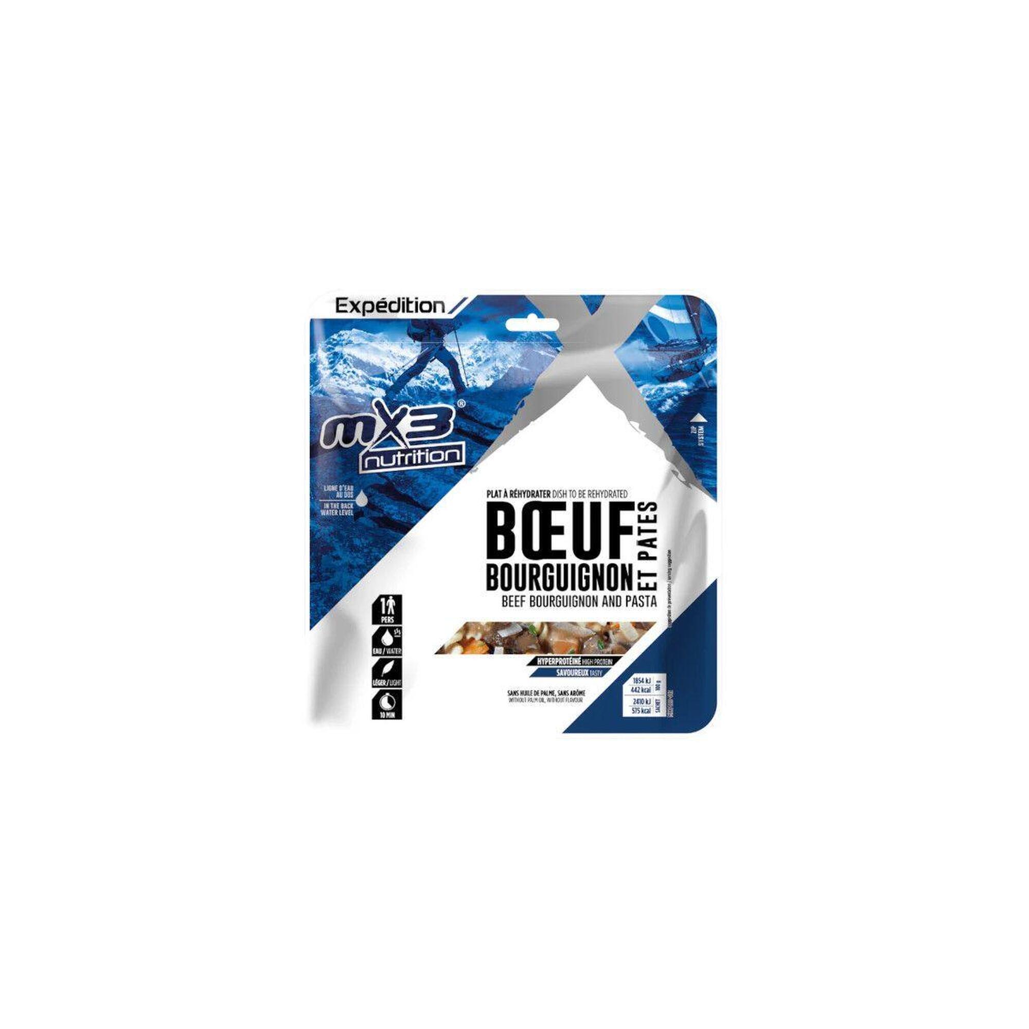 MX3 Dehydratované jídlo Hovězí po burgundsku s těstovinami 130g