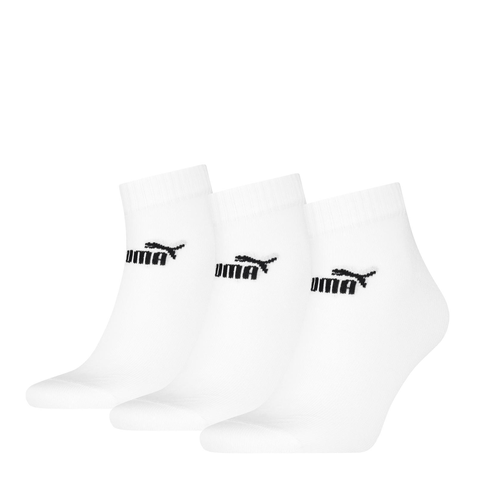 PUMA Unisex Adult Quarter Ankle Socks (Pack of 3) (White)