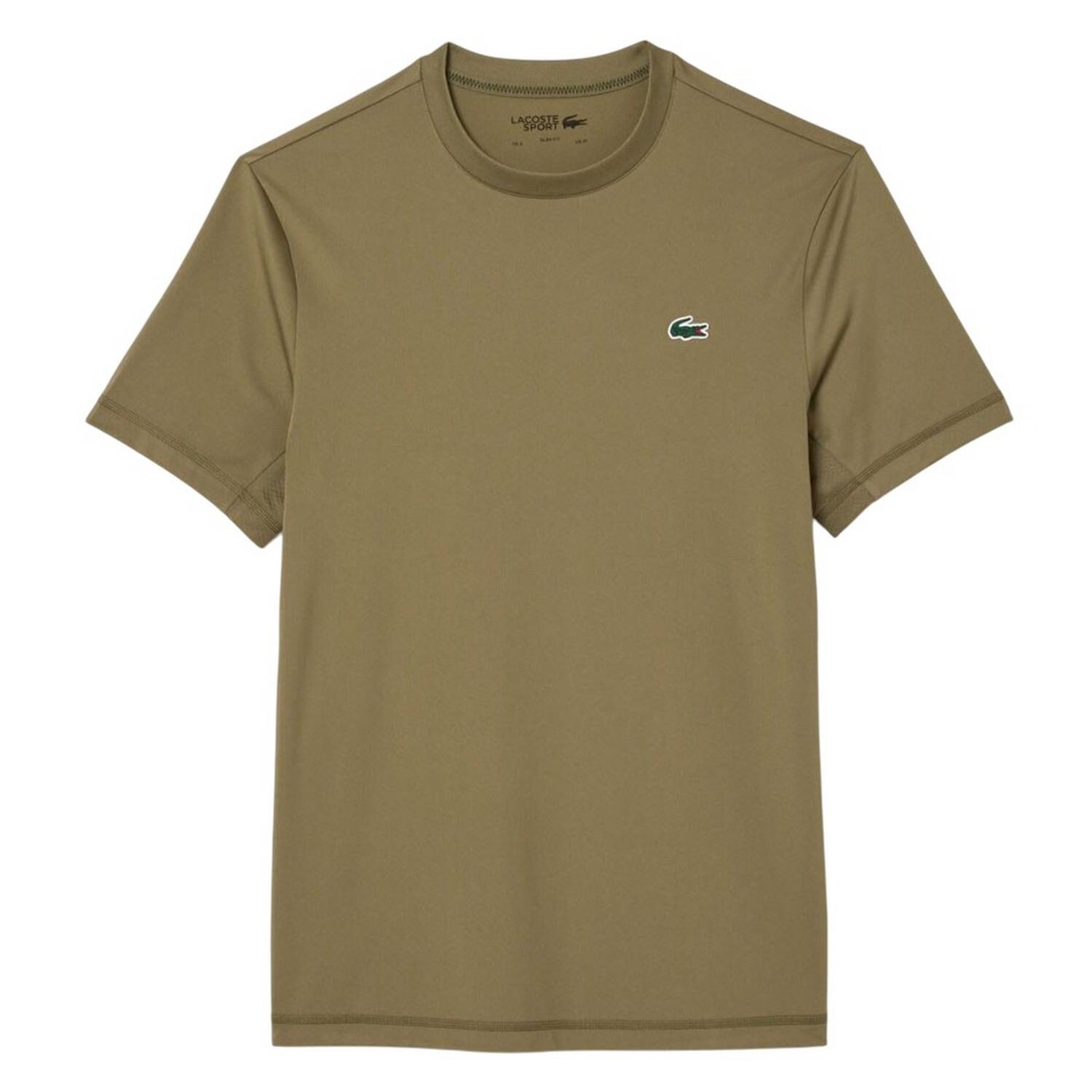 LACOSTE Mens Stretch Jersey Slim Sports TShirt (Khaki)