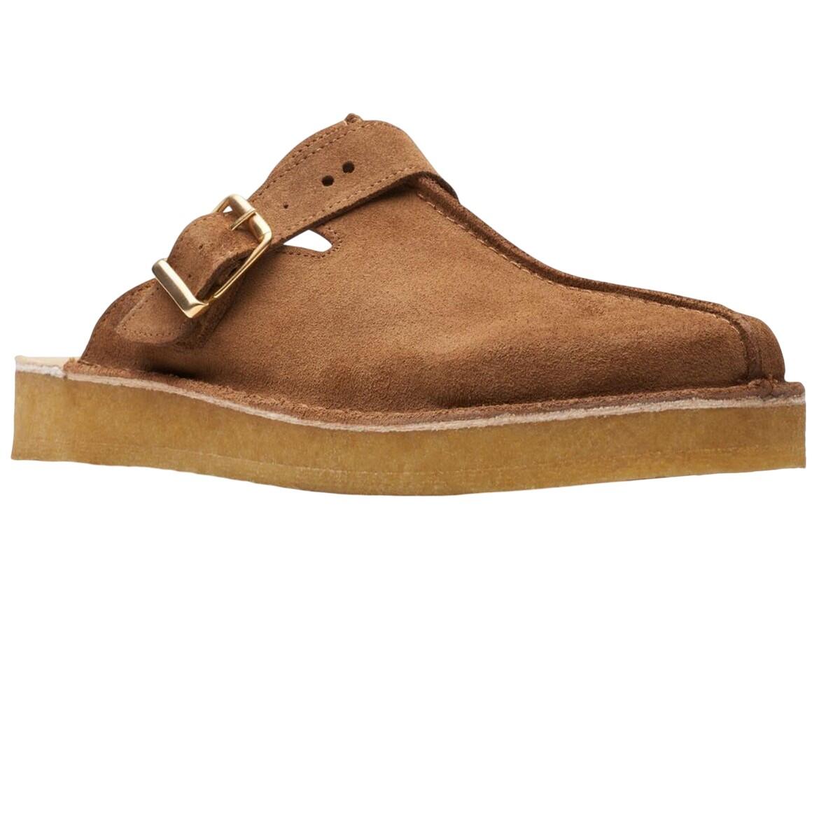 CLARKS Mens Trek Suede Mules (Brown)