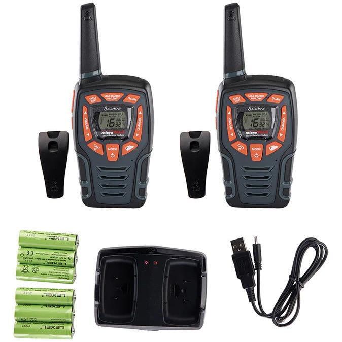 Set 2 walkie-talkie Cobra AM855, 10 km , 16 canale si 121 coduri, robust , IPX2