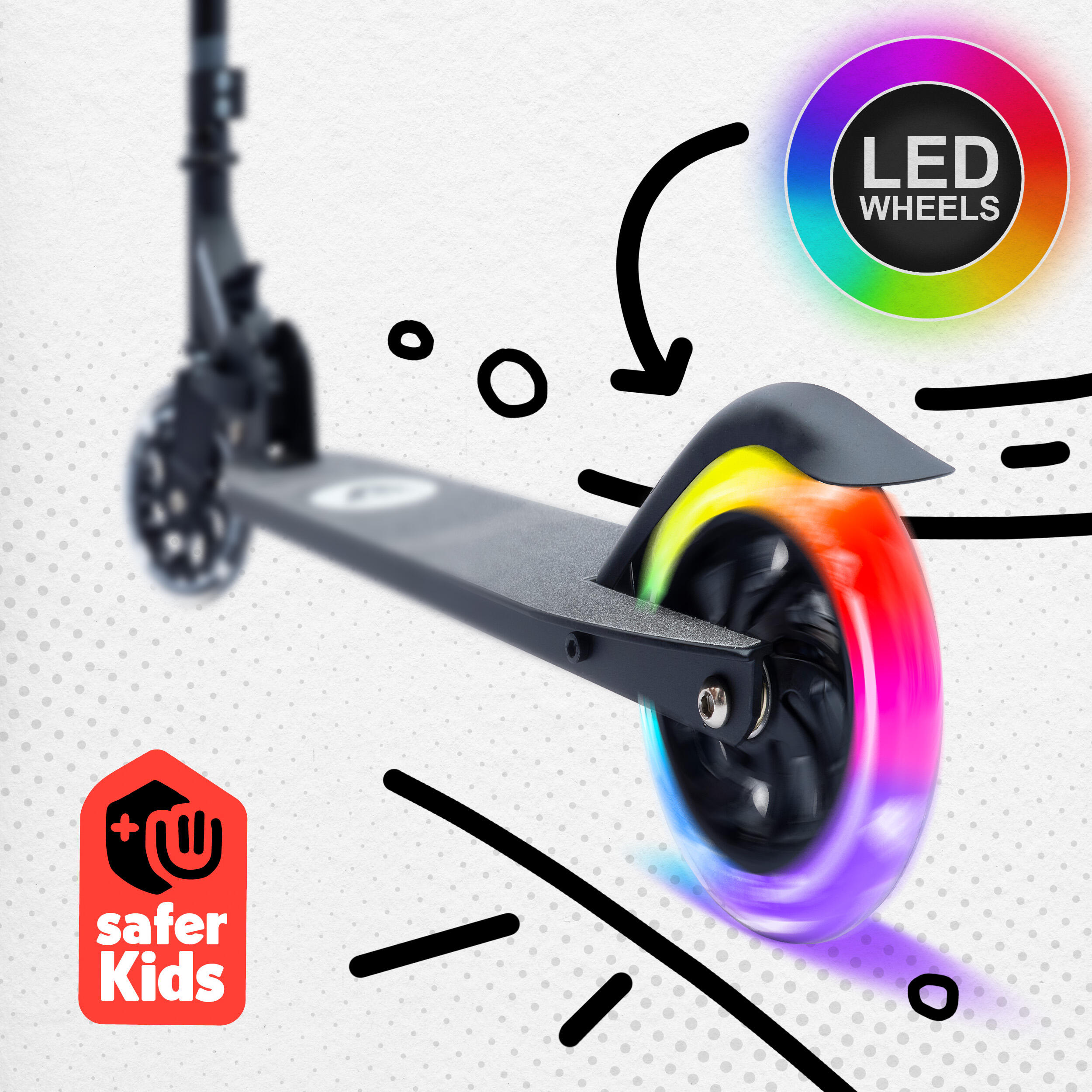 Trottinette City Moonracer – Légère trottinette enfant avec LED et suspension 3/7