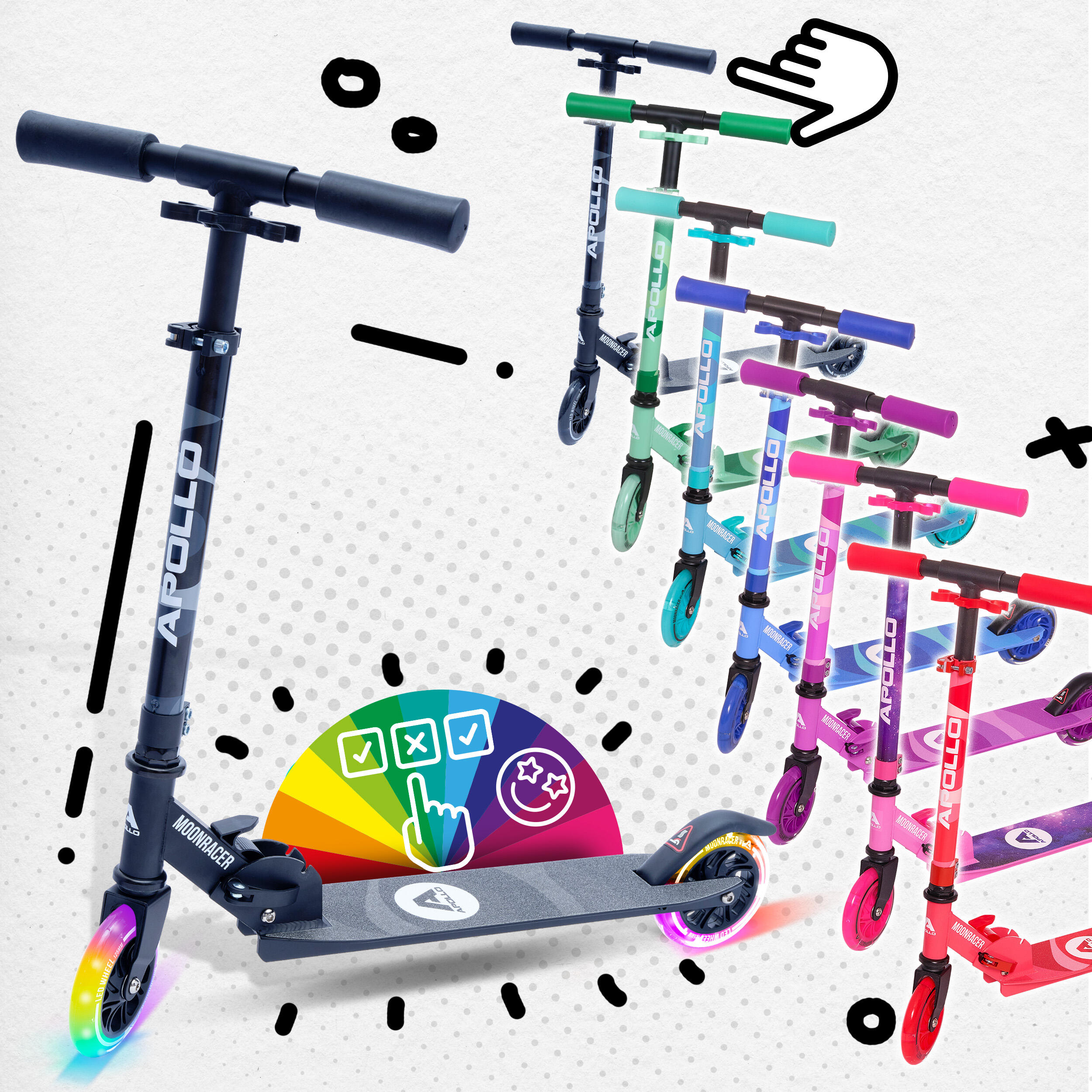 Trottinette City Moonracer – Légère trottinette enfant avec LED et suspension 6/7
