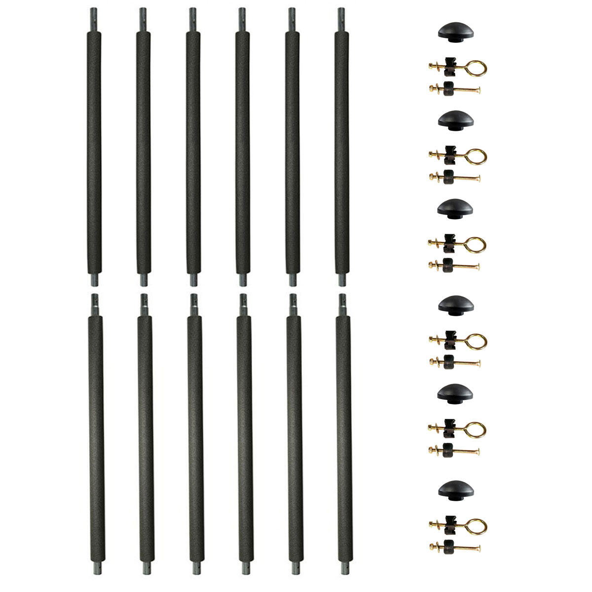 Lot de 6 poteaux Ø25 mm trampoline toutes marques mousse, visserie, capuchon 1/4