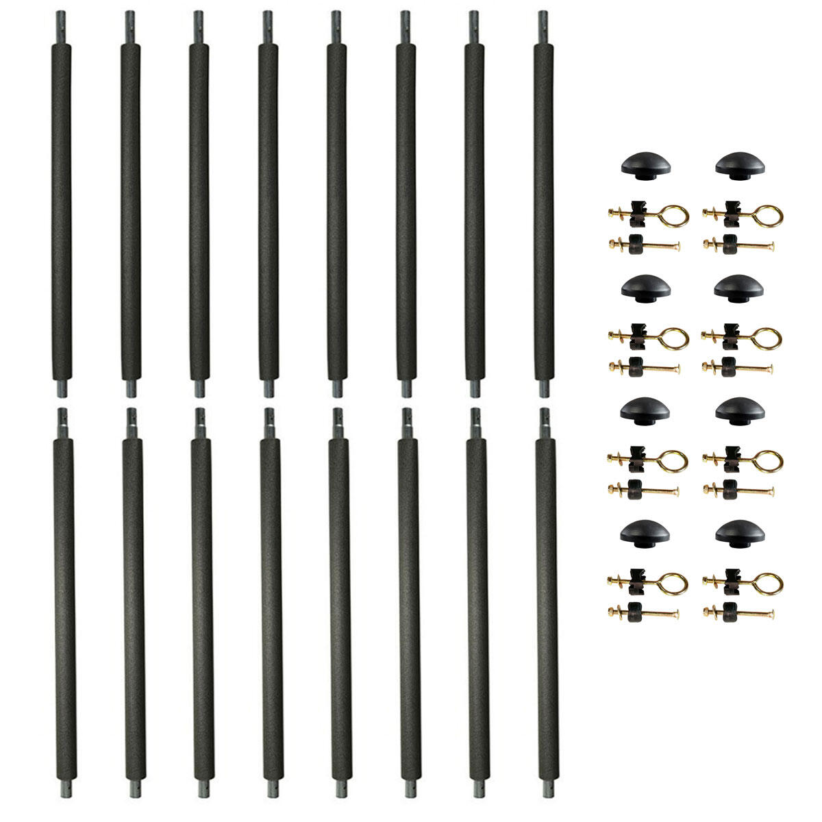 Lot de 8 poteaux Ø25 mm trampoline toutes marques mousse, visserie, capuchon 1/4
