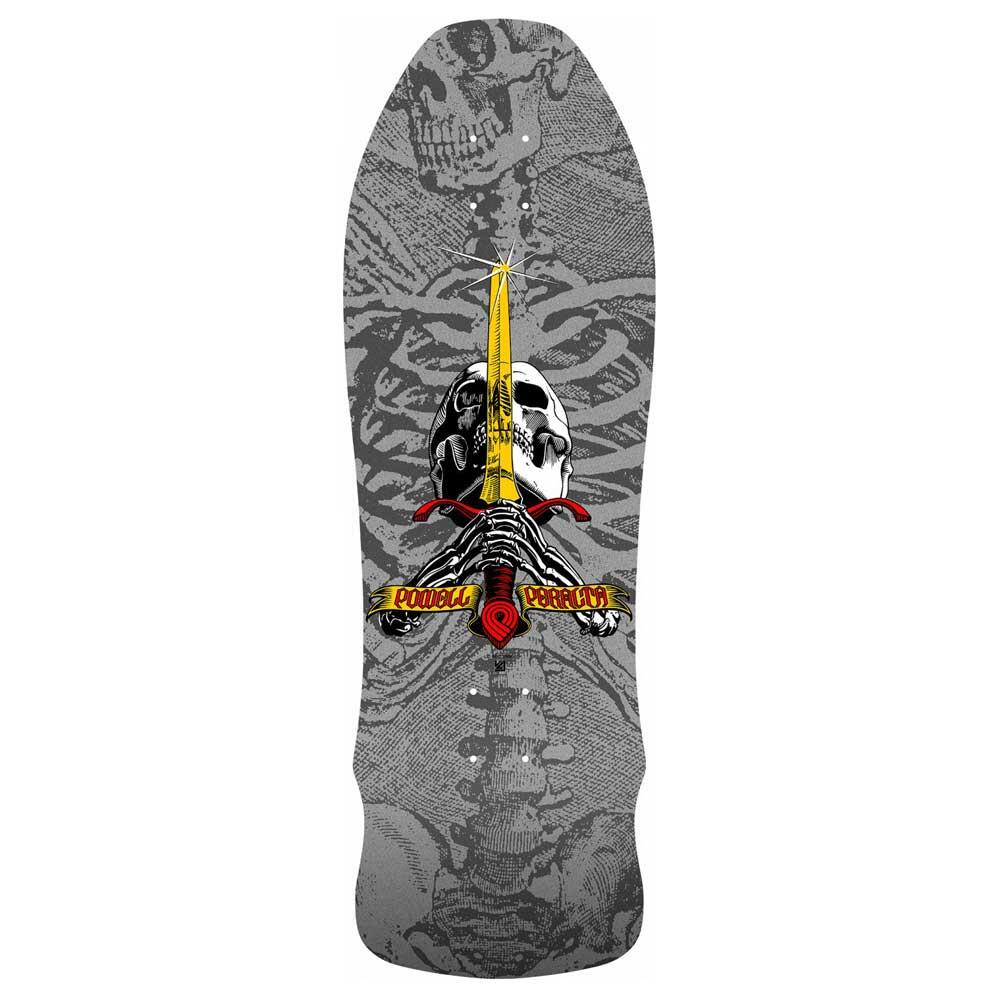 POWELL PERALTA Skateboard Deck Old School Powell Peralta Geegah Skull & Sword Silver 9.75''