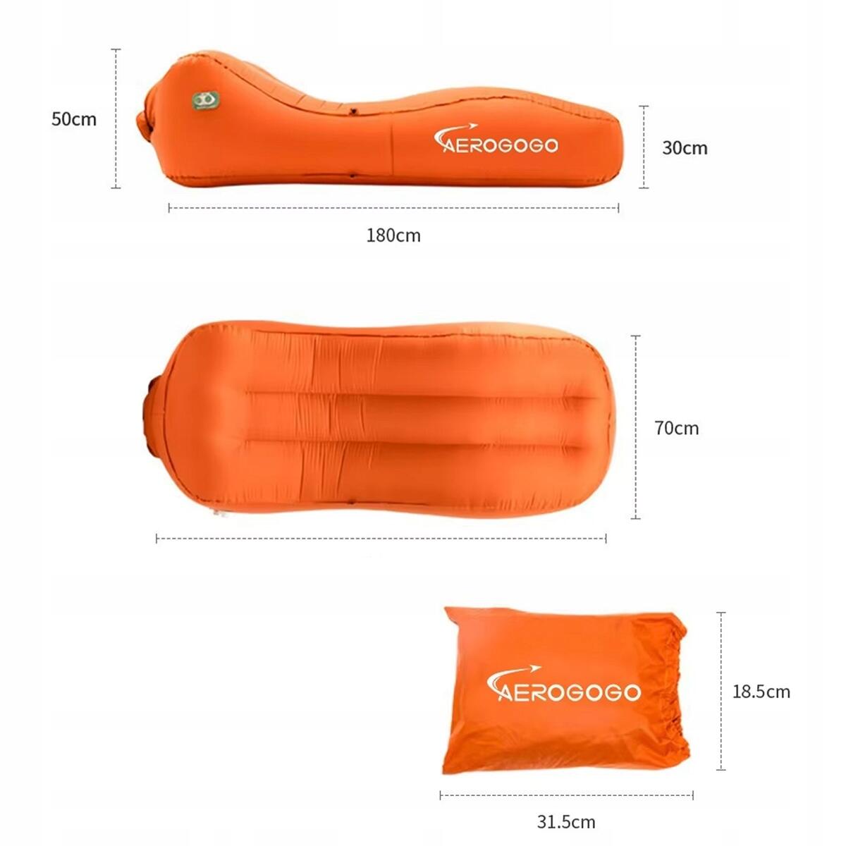 Materac samopompujący ze wsparciem dla kręgosłupa Aerogogo CS1 Orange 5/5