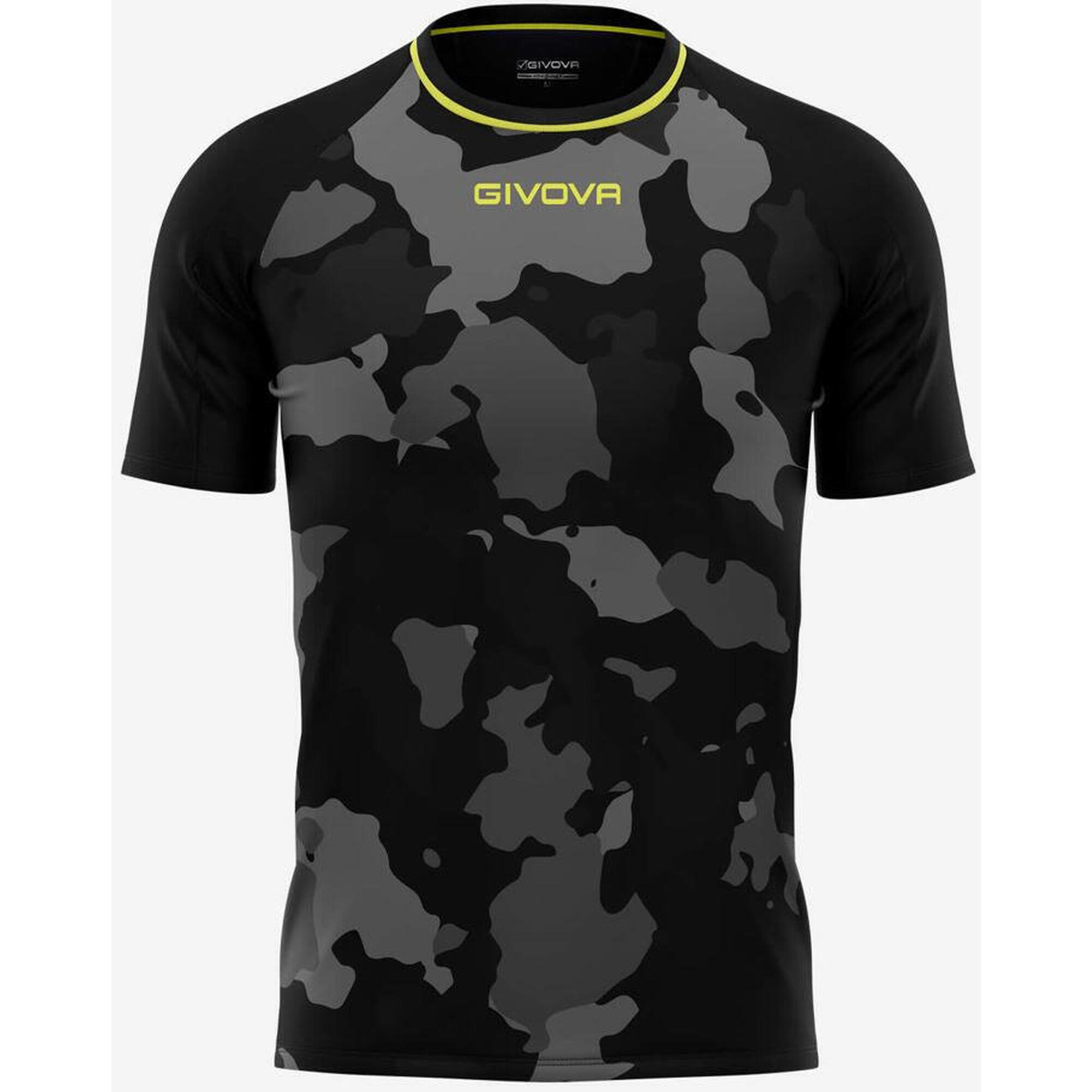 T-shirt Givova Armia Mężczyzn Czarny-Szary - Sportowy i Wygodny