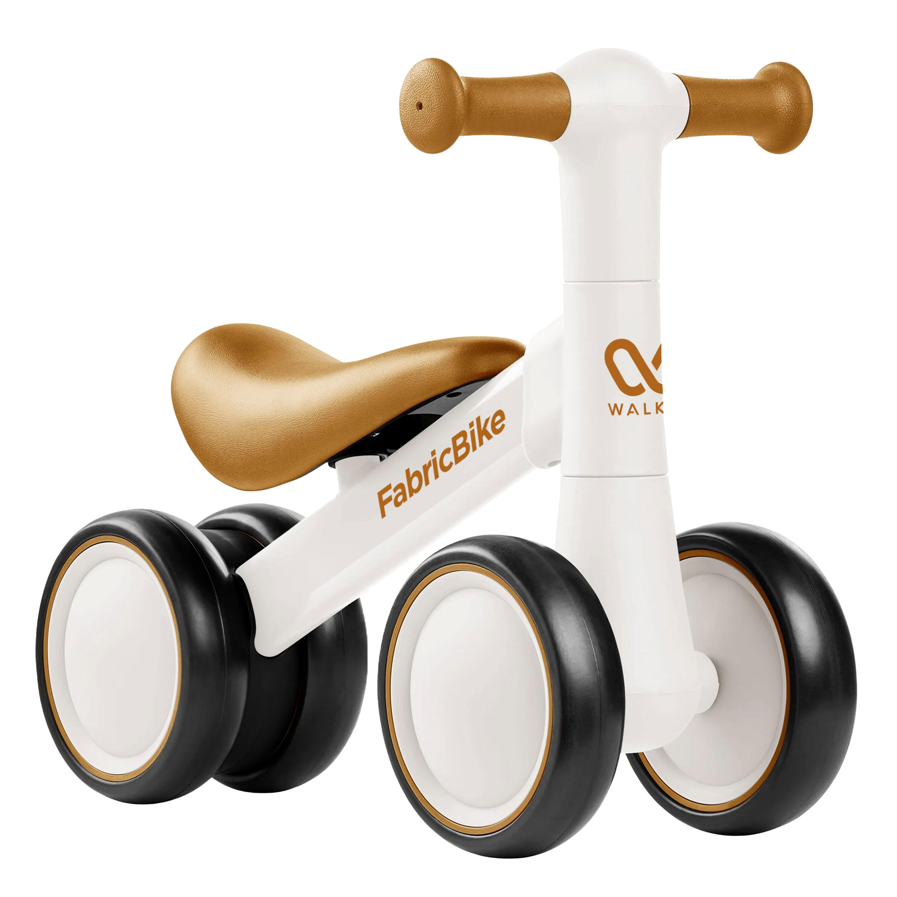 FABRICBIKE Walker – Laufrad ohne Pedale, 10–24 M, 4 Räder, Weiß