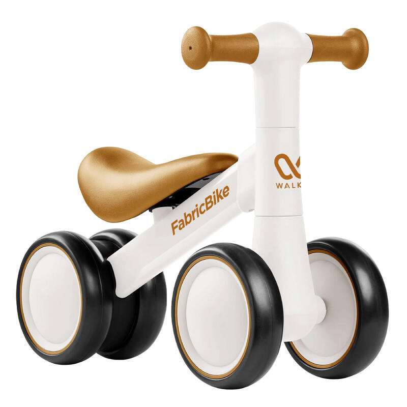 Walker - Bicicletă de echilibru pentru bebeluși 10-24 luni, 4 roți. White