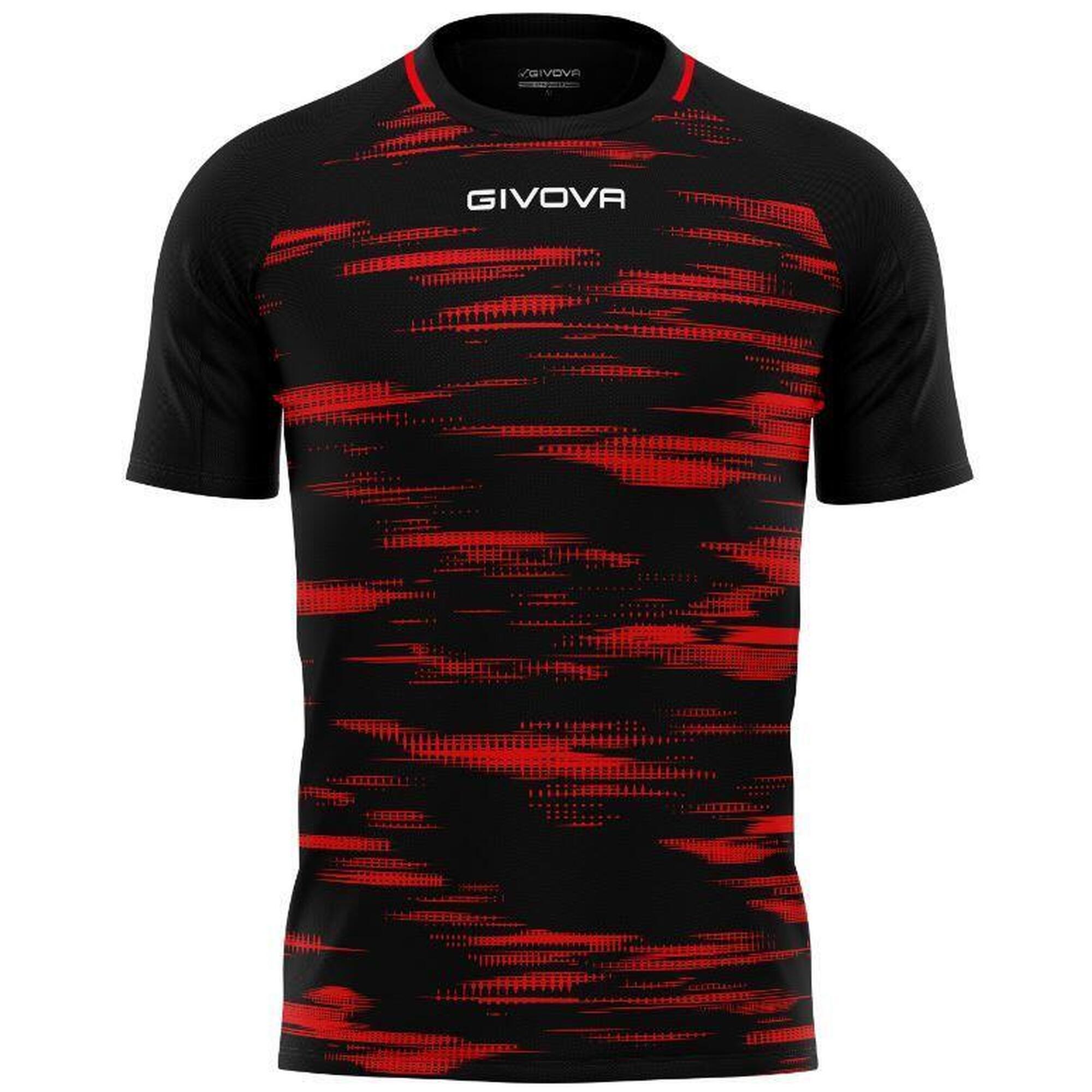 T-shirt Sportowy Givova Pixel 2XS Czarny-Czerwony Unisex