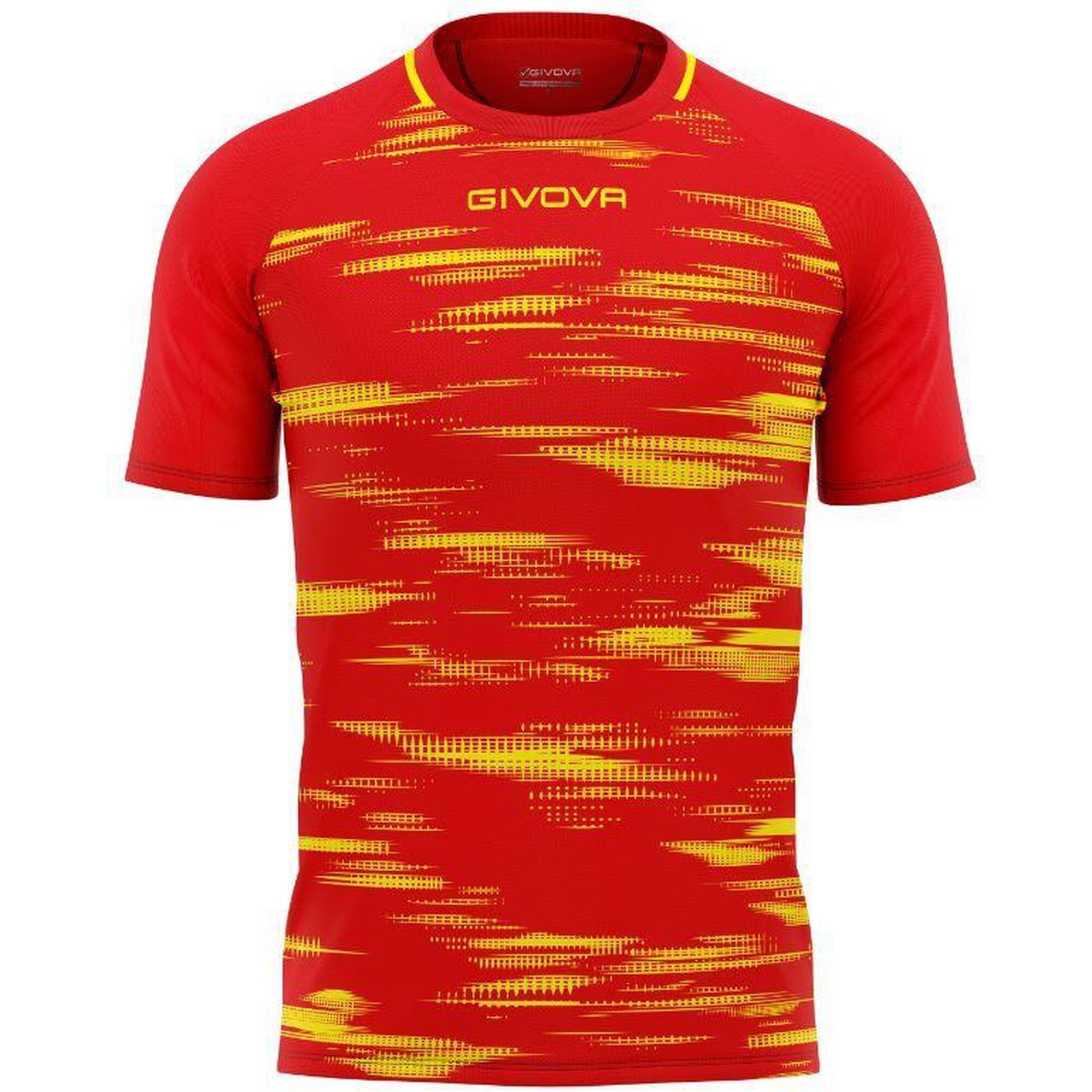 Koszulka Sportowa Givova Pixel Czerwona/Żółta 3XL - Lekka i Oddychająca