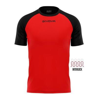 Givova capo sport t-shirt rood-zwart 3xs - ademend & licht