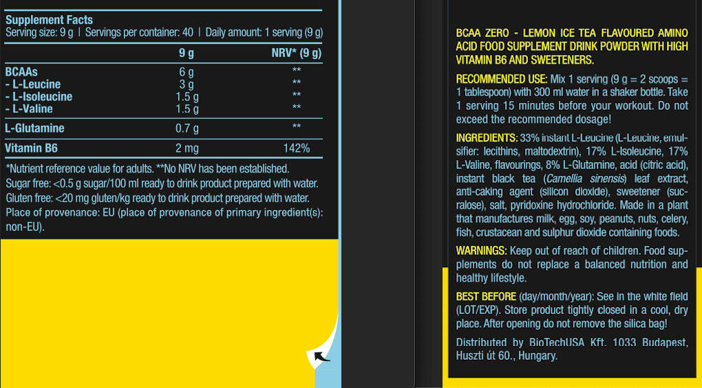 BCAA en poudre - BCAA Zero - Thé Glacé au Citron 360g 3/6