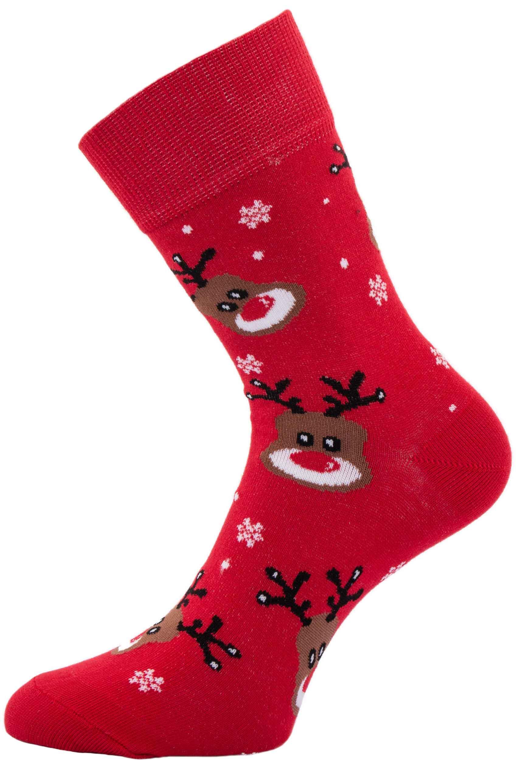 ZEAGLE Rote Damen Weihnachten Socken Rentiermotiv Größe 37-41