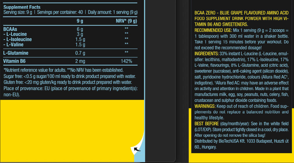 Bcaa - Bcaa Zero (360g) - Blue Grap 3/3