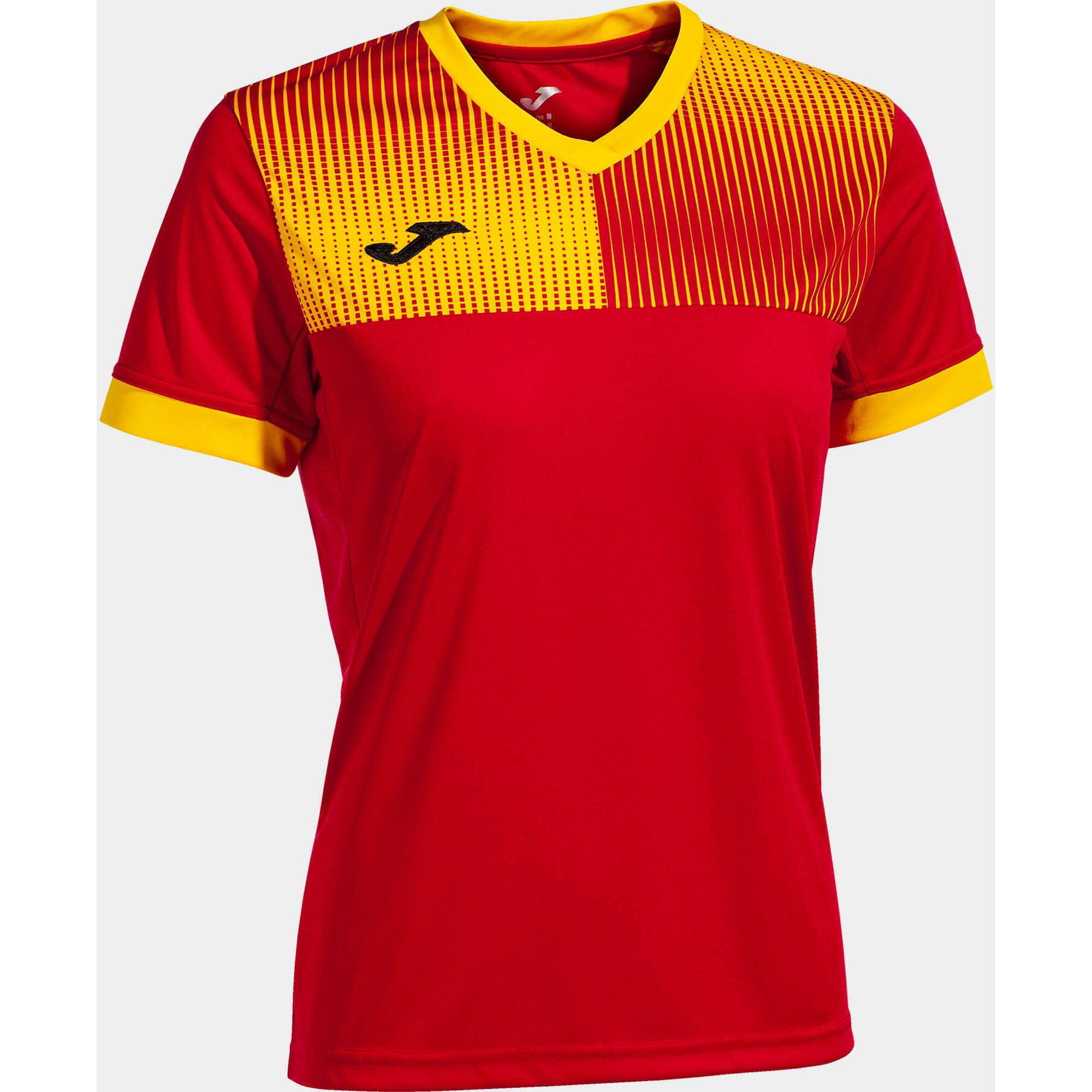 T-shirt damski Joma Eco Supernova czerwono-żółty XL z bawełny organicznej