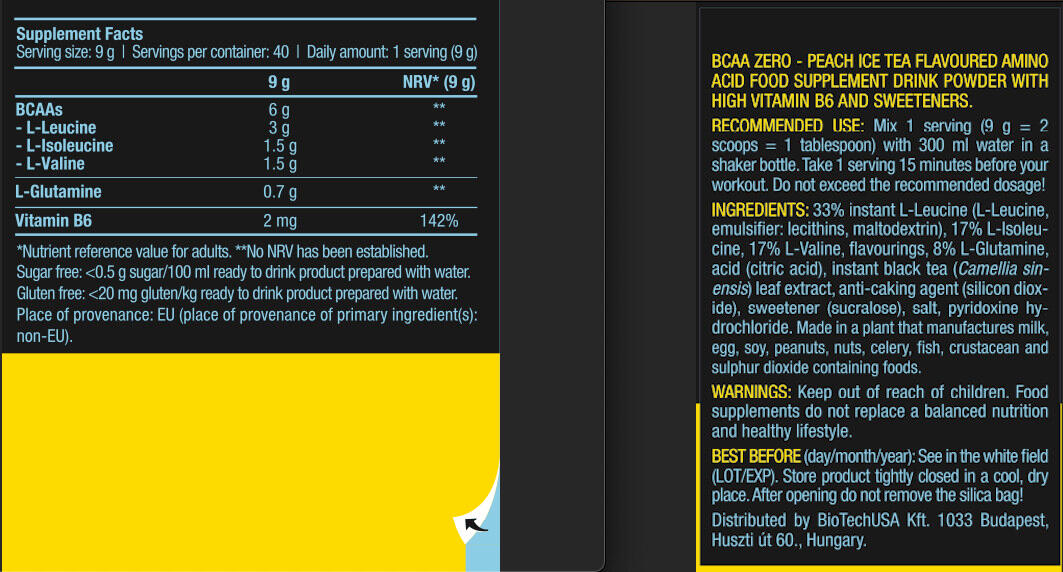 BioTechUSA BCAA Zero 360 gr 3/6