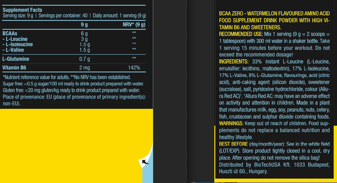 BioTechUSA BCAA Zero 360 gr 3/5
