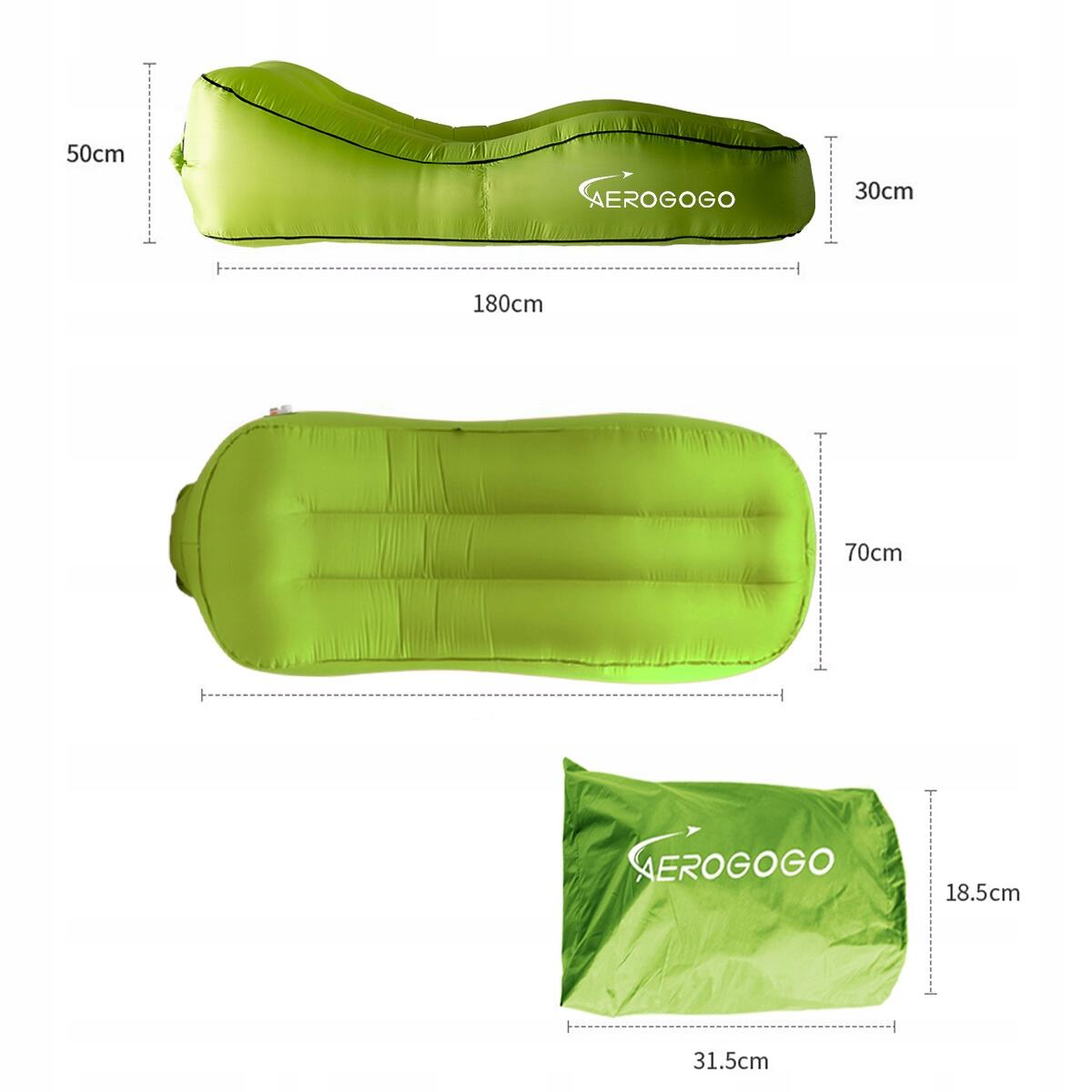 Materac samopompujący profilowany ze wsparciem dla kręgosłupa Aerogogo CS1 Green 5/7