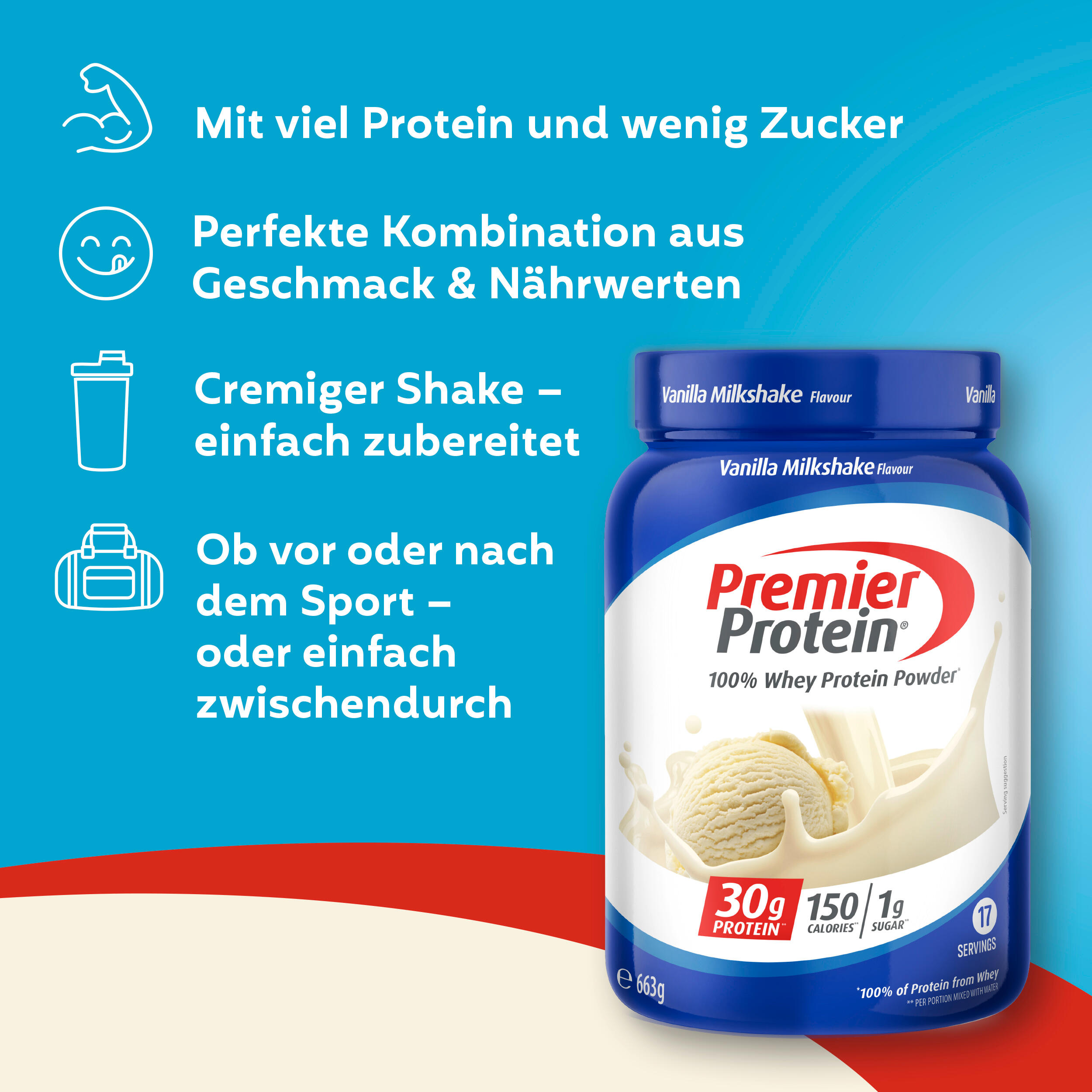 Whey 100% Protein Powder - Vanilla Milkshake - 663g 3/6
