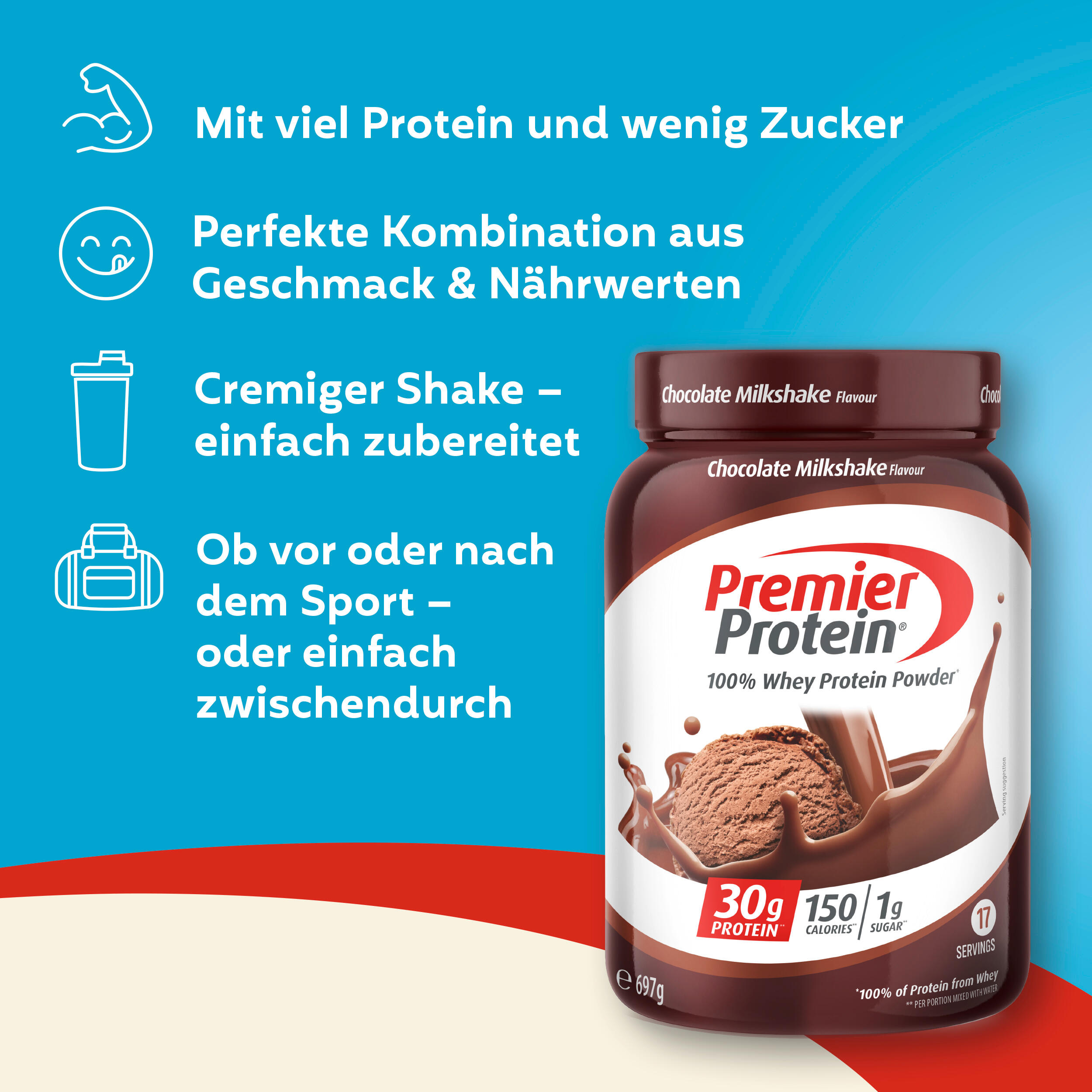 Whey 100% Protein Powder Chocolate Milkshake 697g 3/6