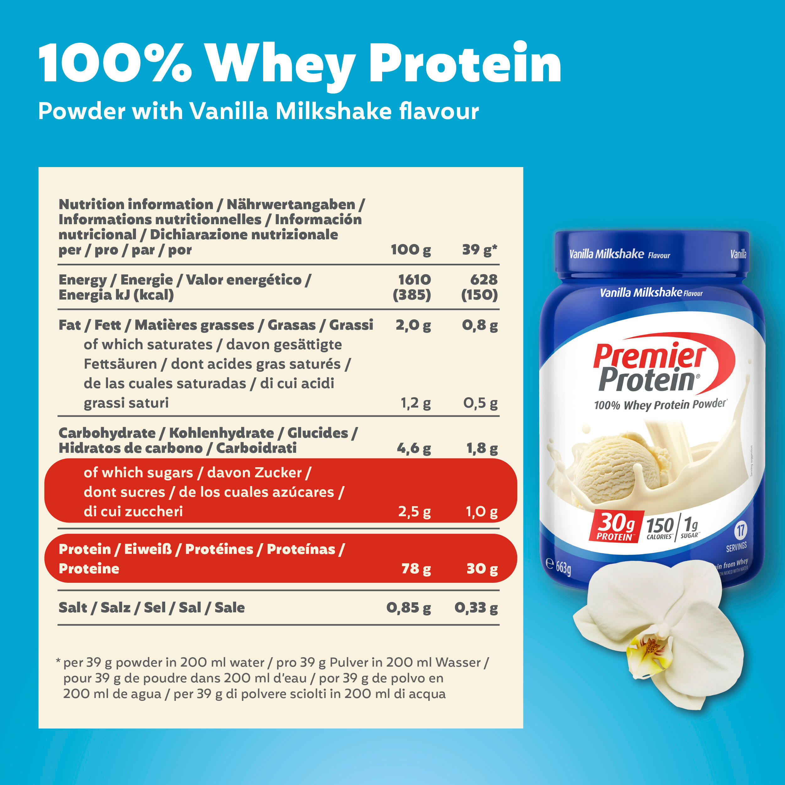 Whey 100% Protein Powder - Vanilla Milkshake - 663g 5/6