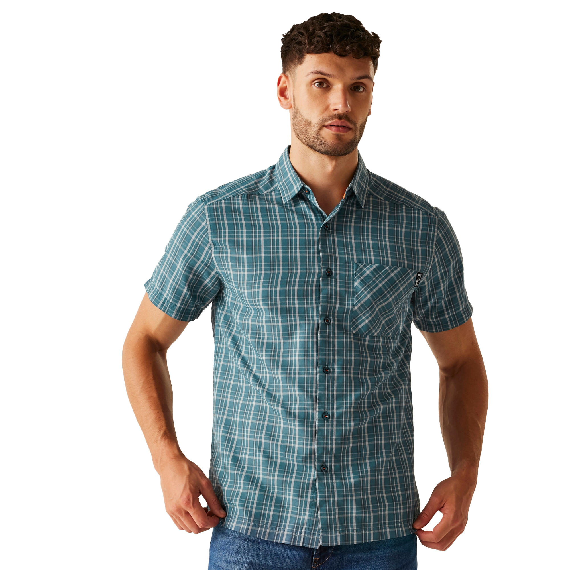 Camicia A Quadri Maniche Corte Uomo Regatta Mindano IX Tempo Burrascoso Iceberg 4/5