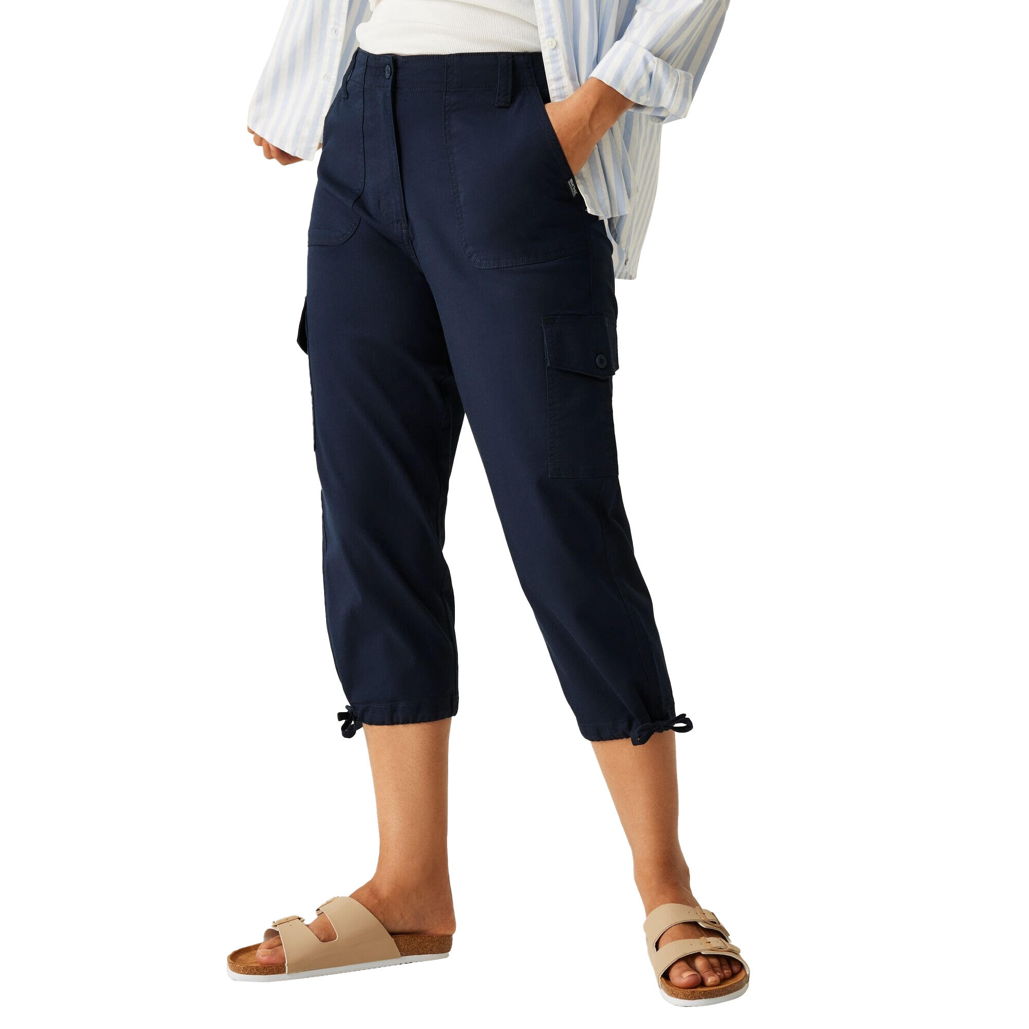 Womens/Ladies Shorebella Capri Trousers (Navy) 4/5