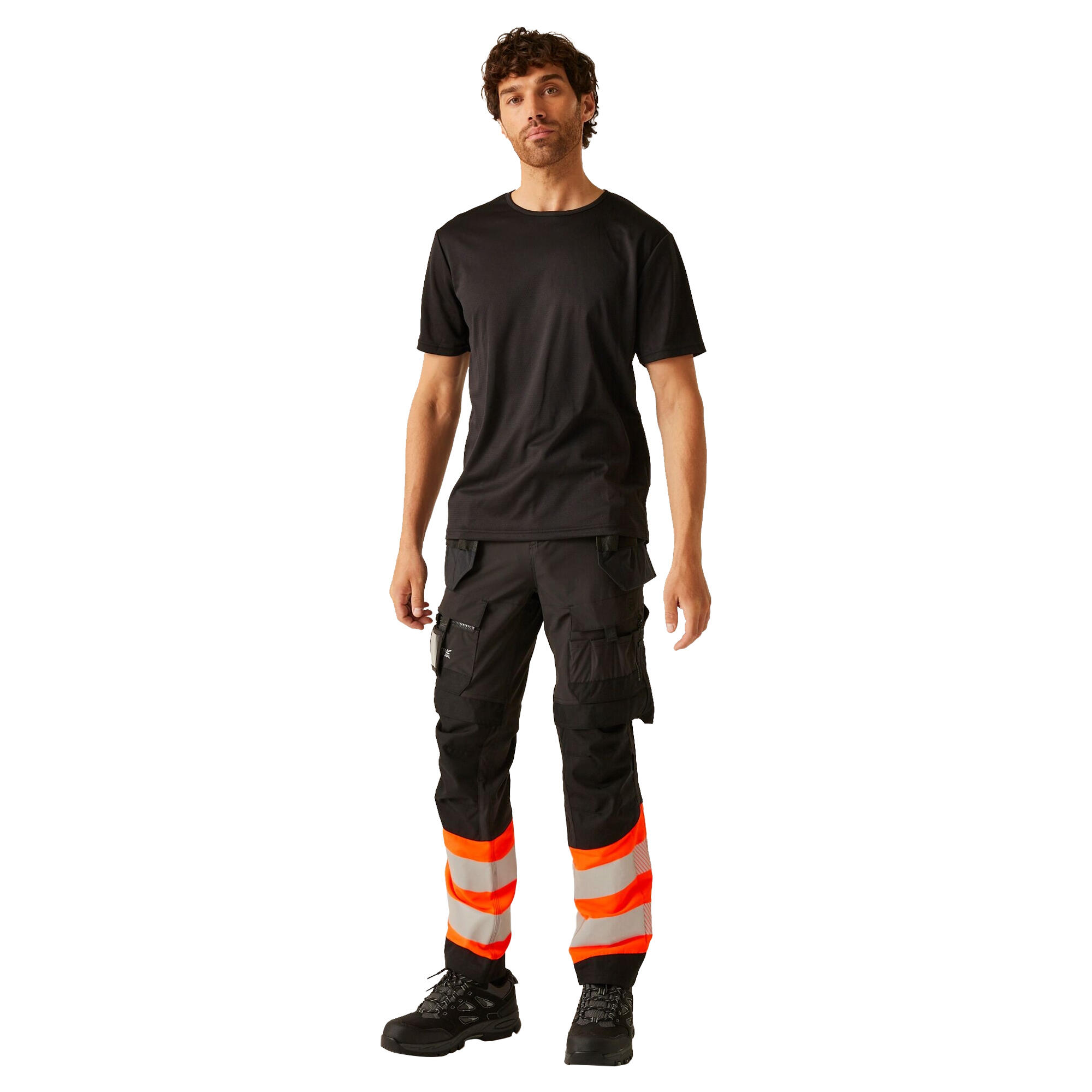 Unisex Adult HighVis Work Trousers (Black/Orange) 4/4