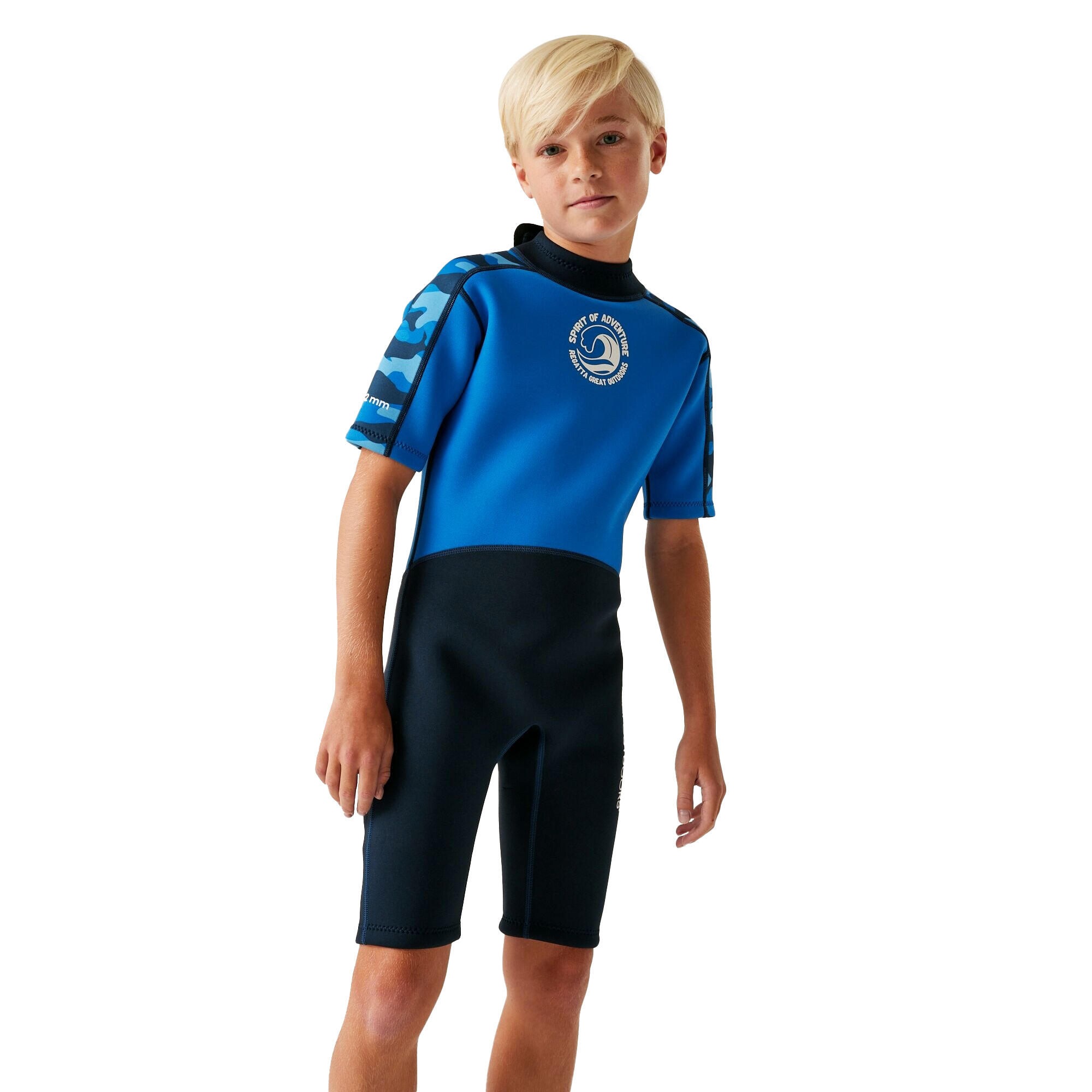 Childrens/Kids Camo Wetsuit (Olympian Blue/Navy) 4/5
