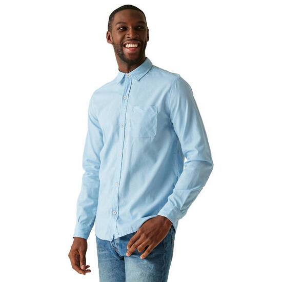 Heren Loran Shirt Met Lange Mouwen (Chambray Blauw)