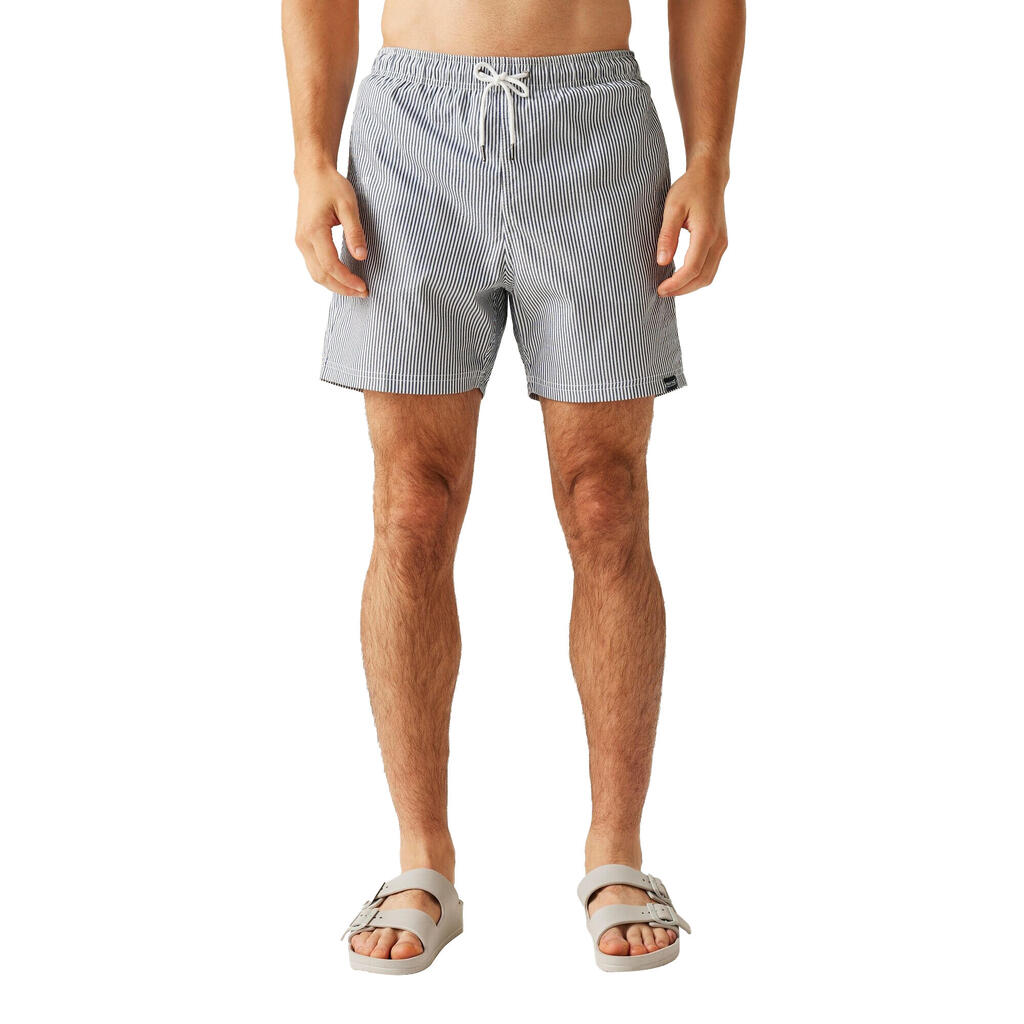 Mens Loras Stripe Seersucker Swim Shorts (Navy)