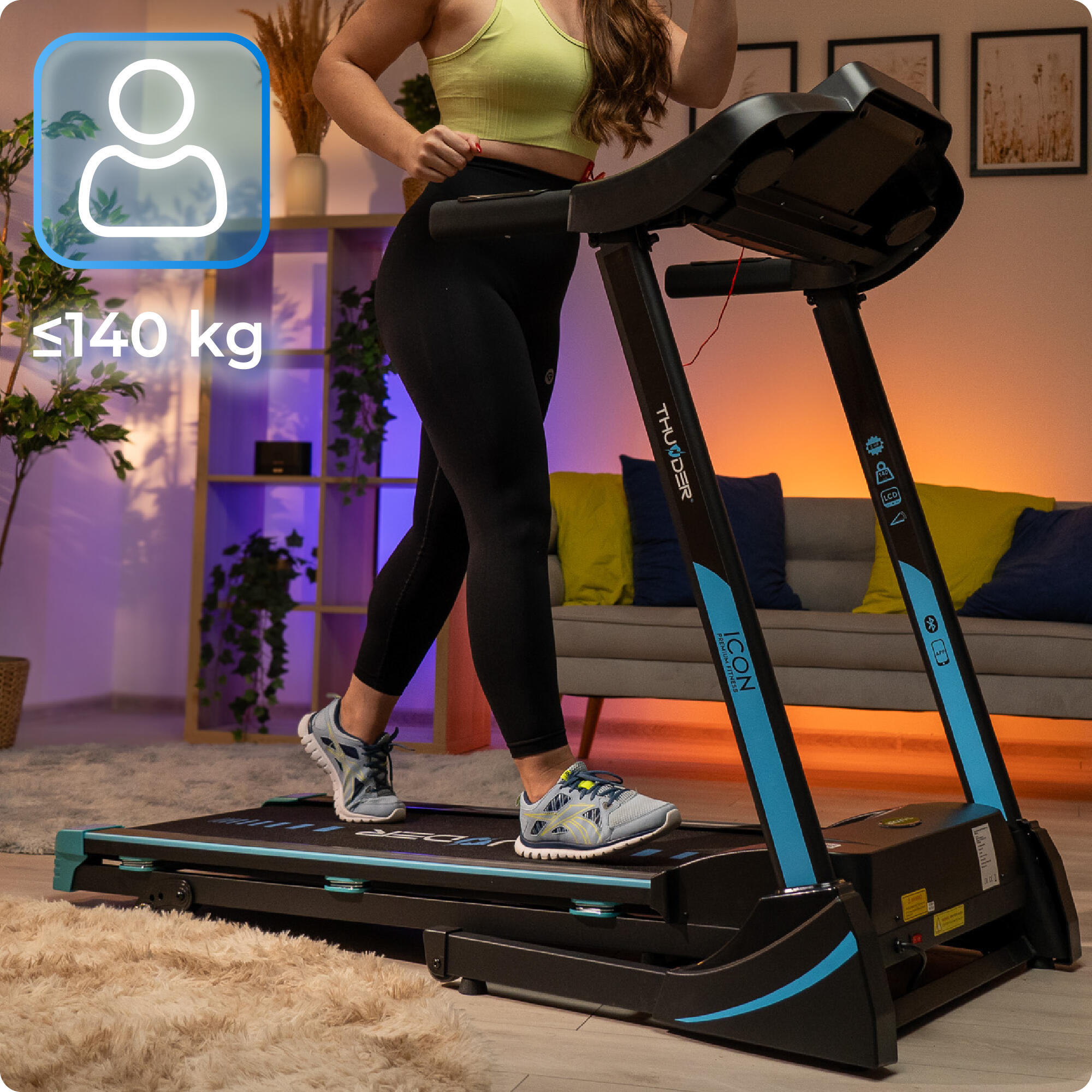 Bieżnia elektryczna do biegania składana Thunder ICON-BLUE 7 km/h 4/8