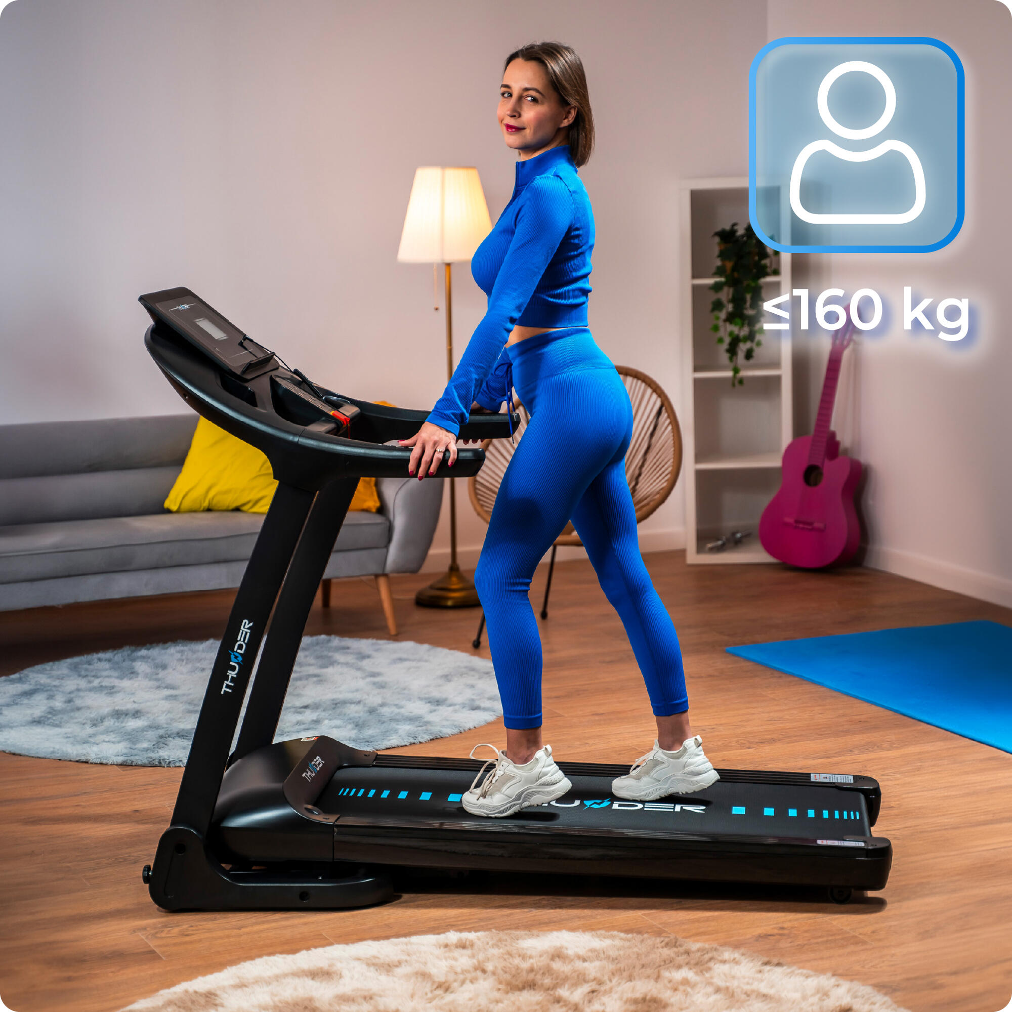 Passadeira Thunder PHENOM-S-BLACK 120x45cm 18km/h FitShow dobrável Bluetooth 3/7
