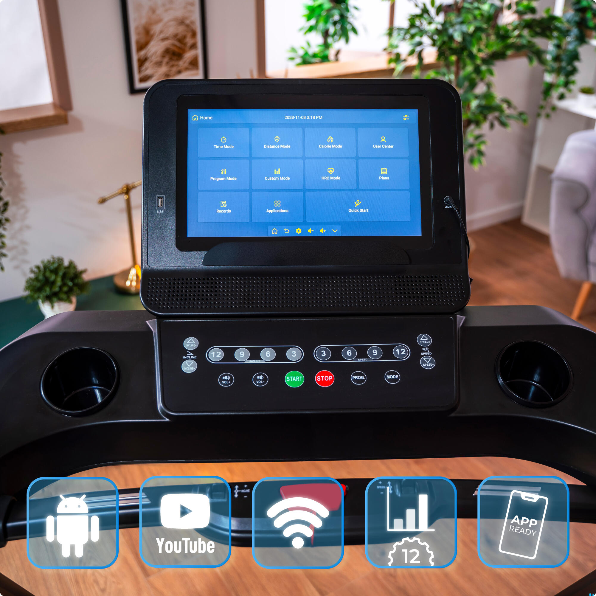Bieżnia elektryczna do biegania składana Thunder IGNITE-S-TFT-BLACK 3/8