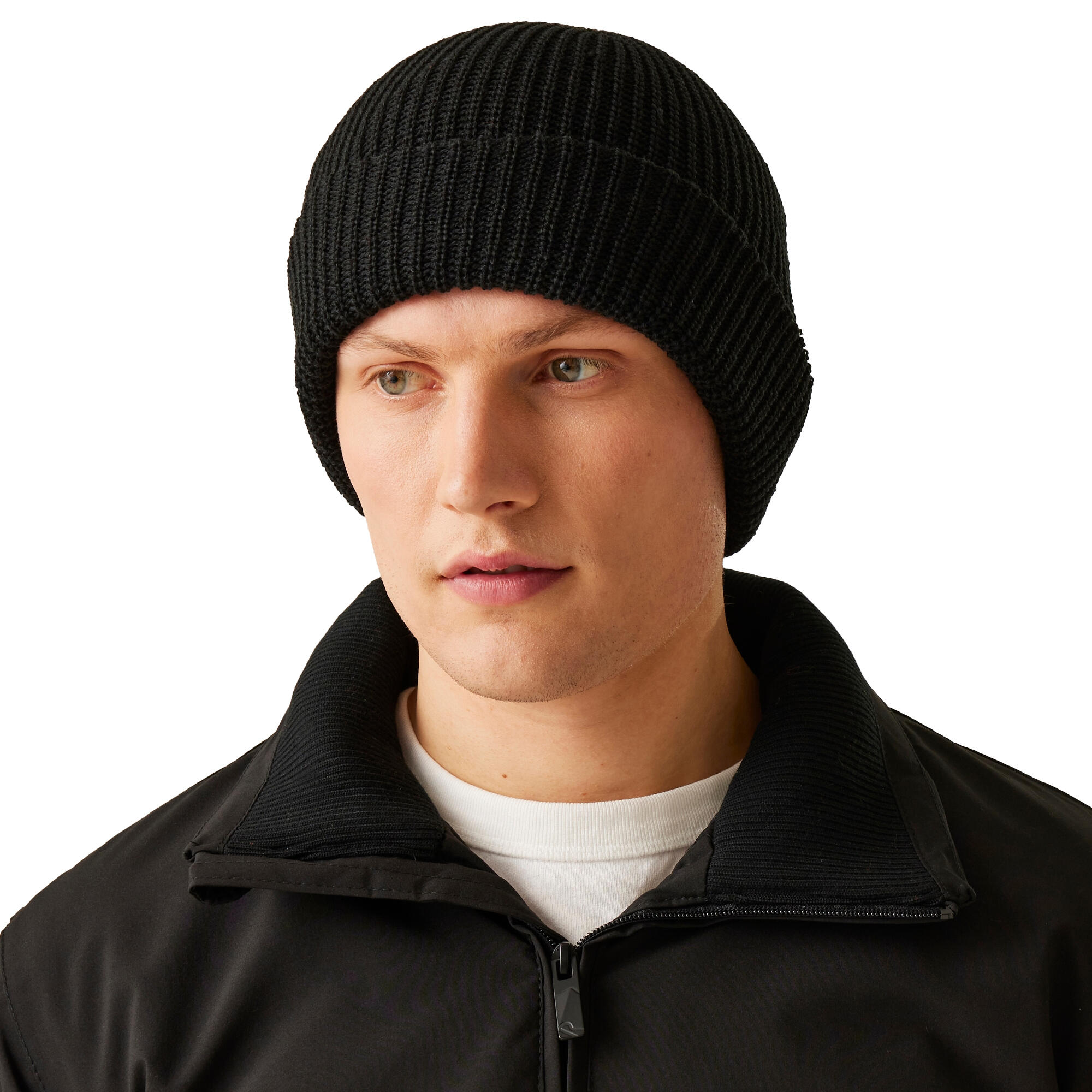 Unisex Fully Ribbed Winter Watch Cap / Hat (Black) 4/5