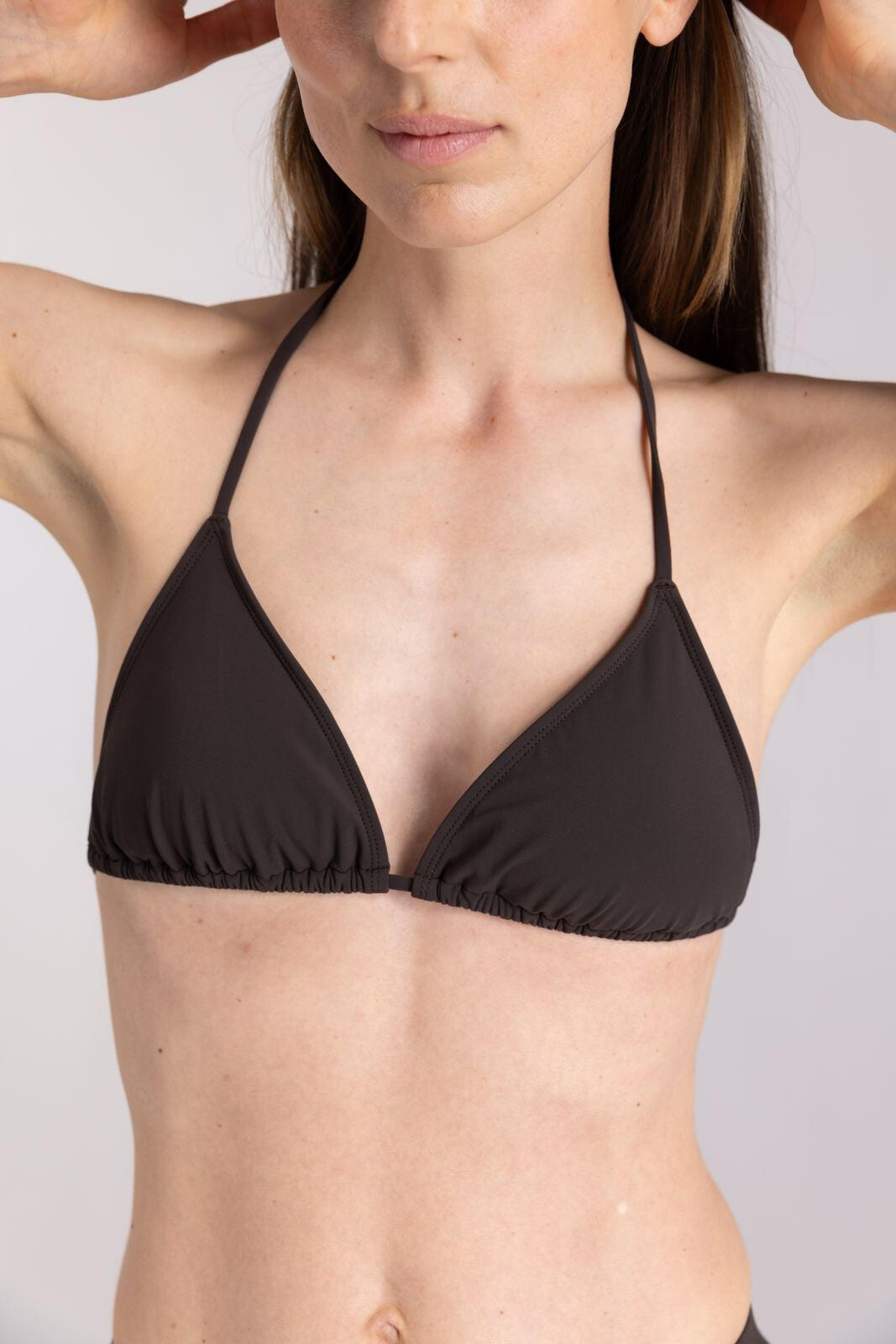Haut de bikini triangle premium femme natation & surf - Marron 3/7
