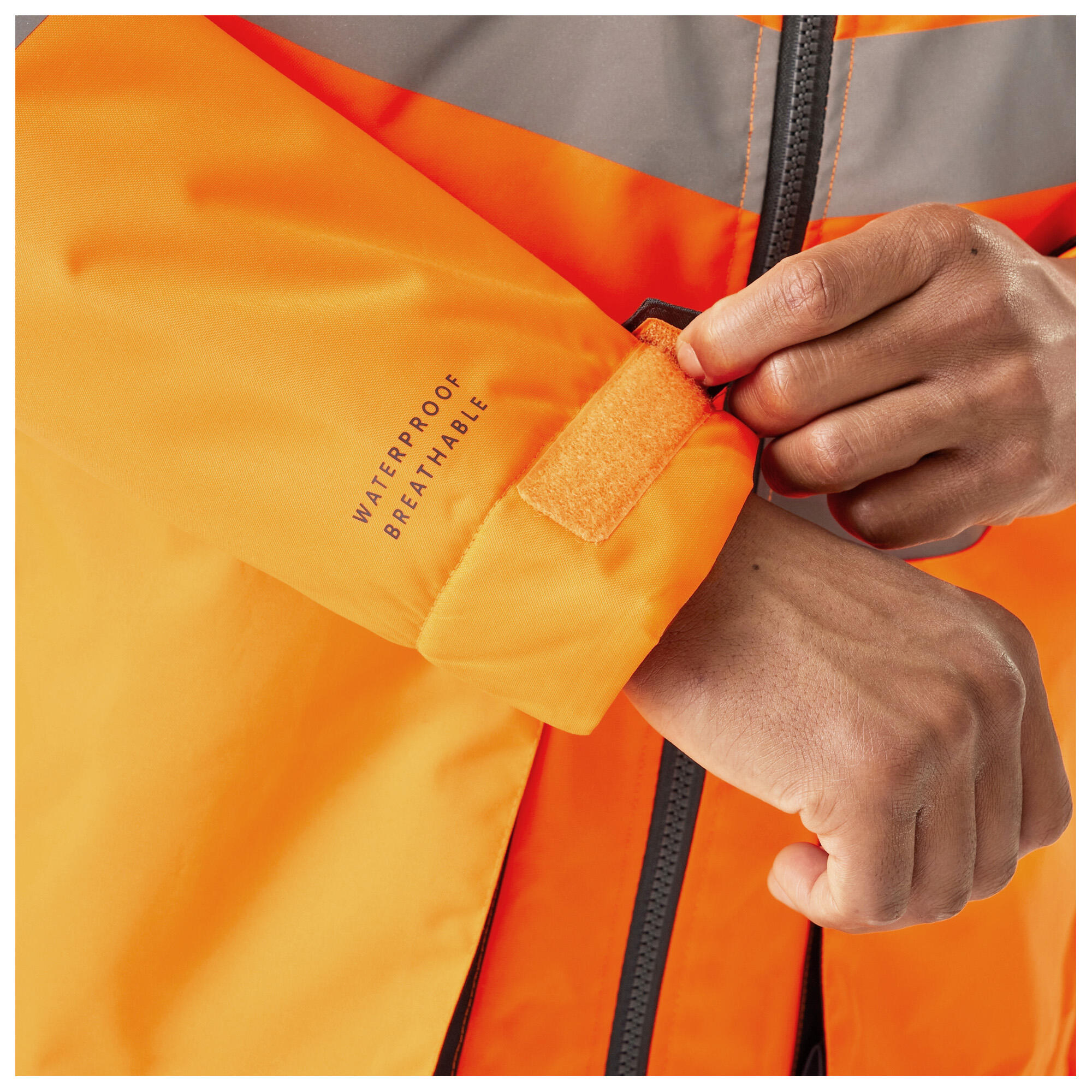 Mens HiVis Reflective Waterproof Jacket (Orange/Grey) 3/4