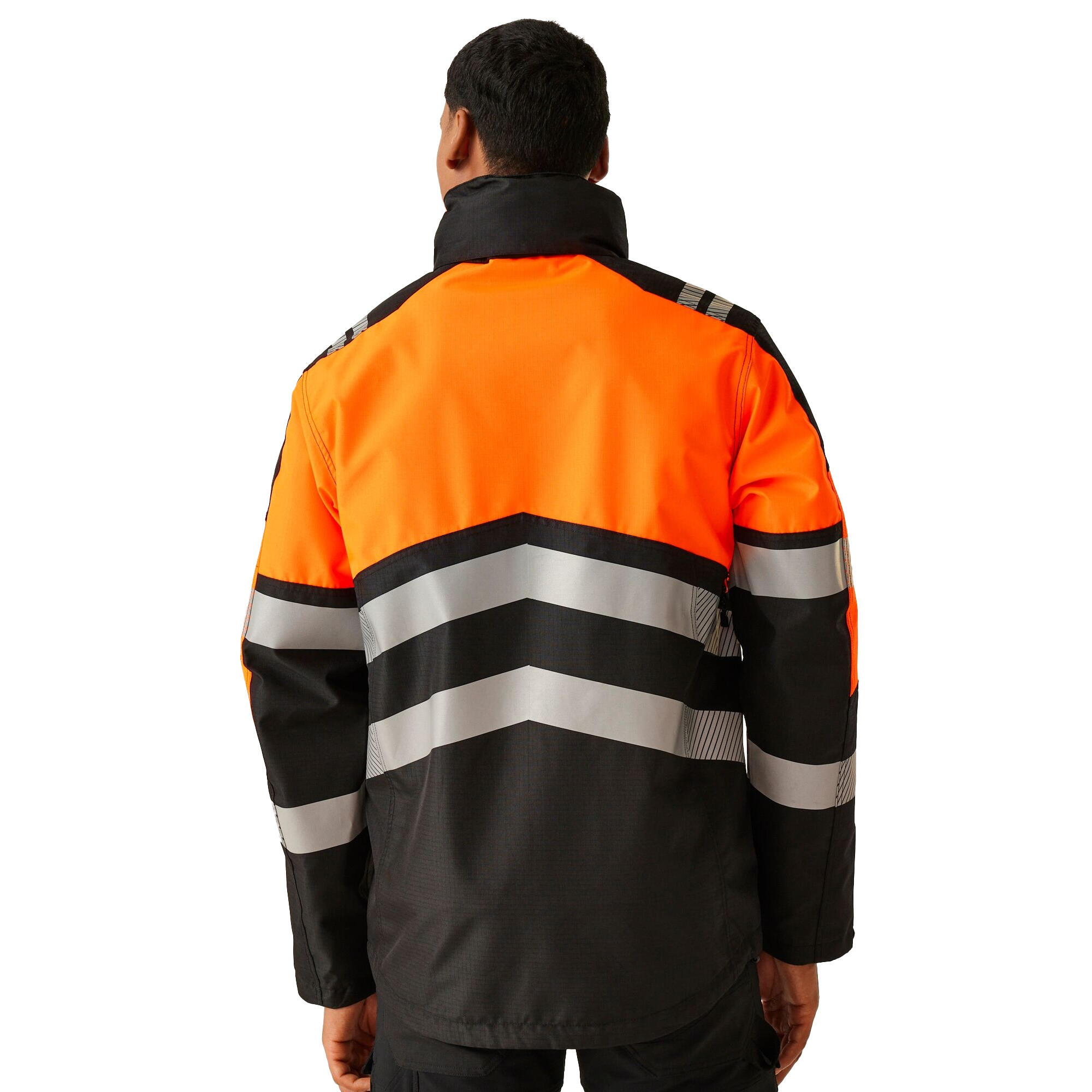 Waterdichte jas voor heren (Zwart/Oranje) 3/5