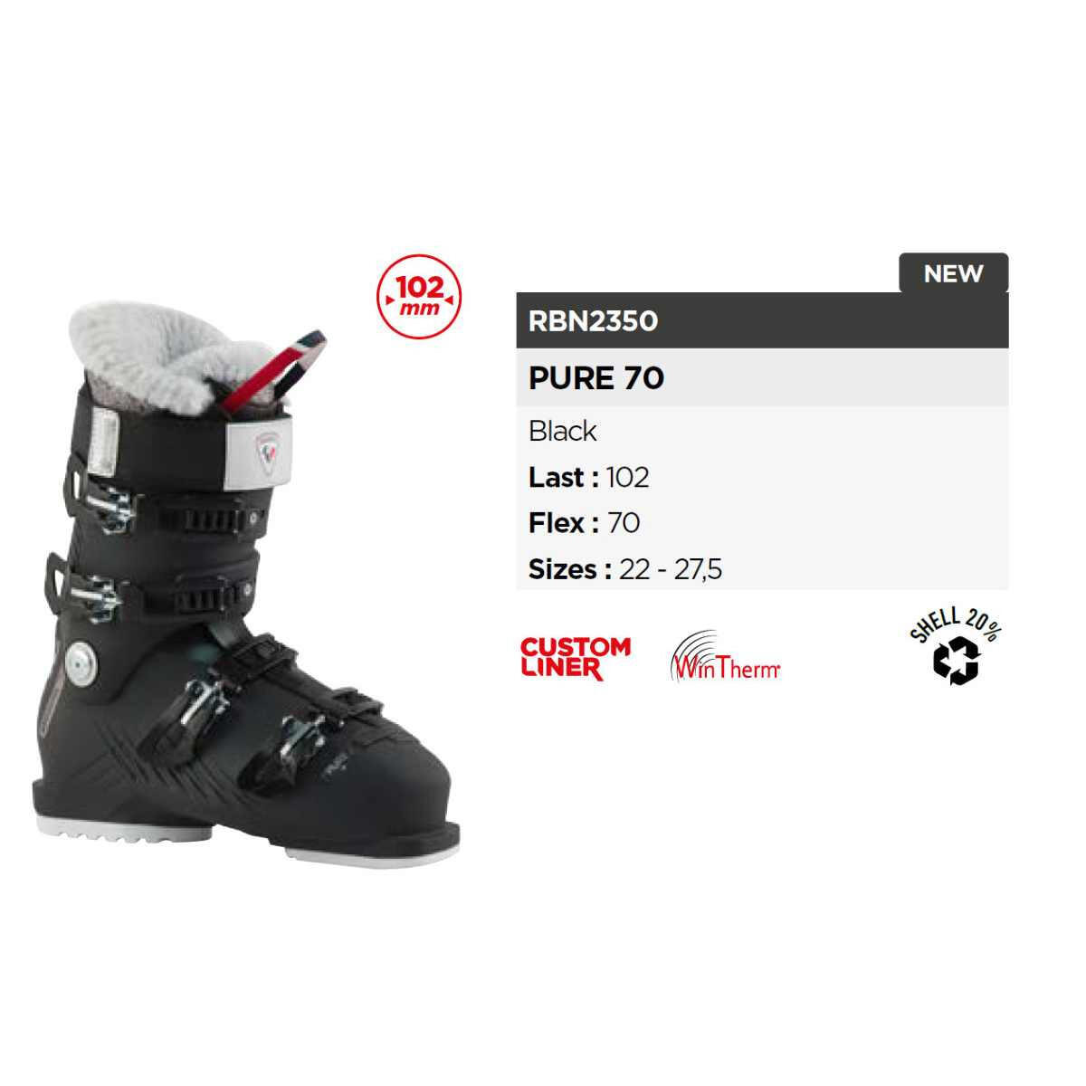 Botas de Esqui Rossignol Pure 70 Black Feminino 3/6