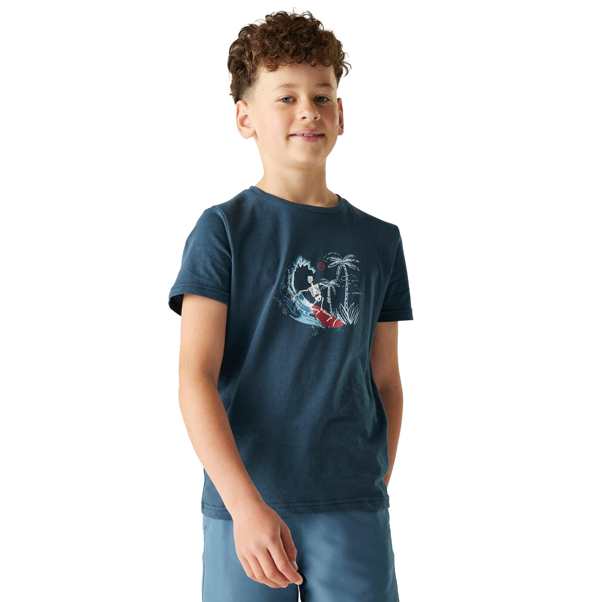 Tshirt Motif/style Razdemarée TRAILBLAZER Enfant (Denim Sombre / Pêche Foncée) 4/5