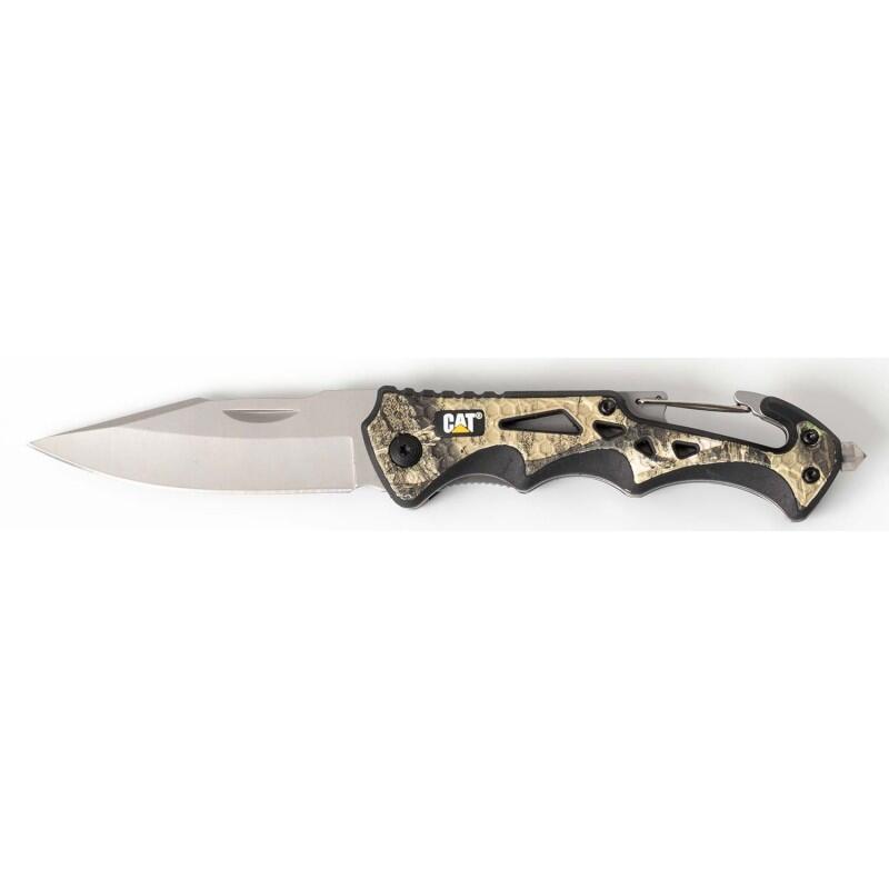 CATERPILLAR Faca dobrável em aço inoxidável 20,2 cm acabamento camuflado CAT 280017